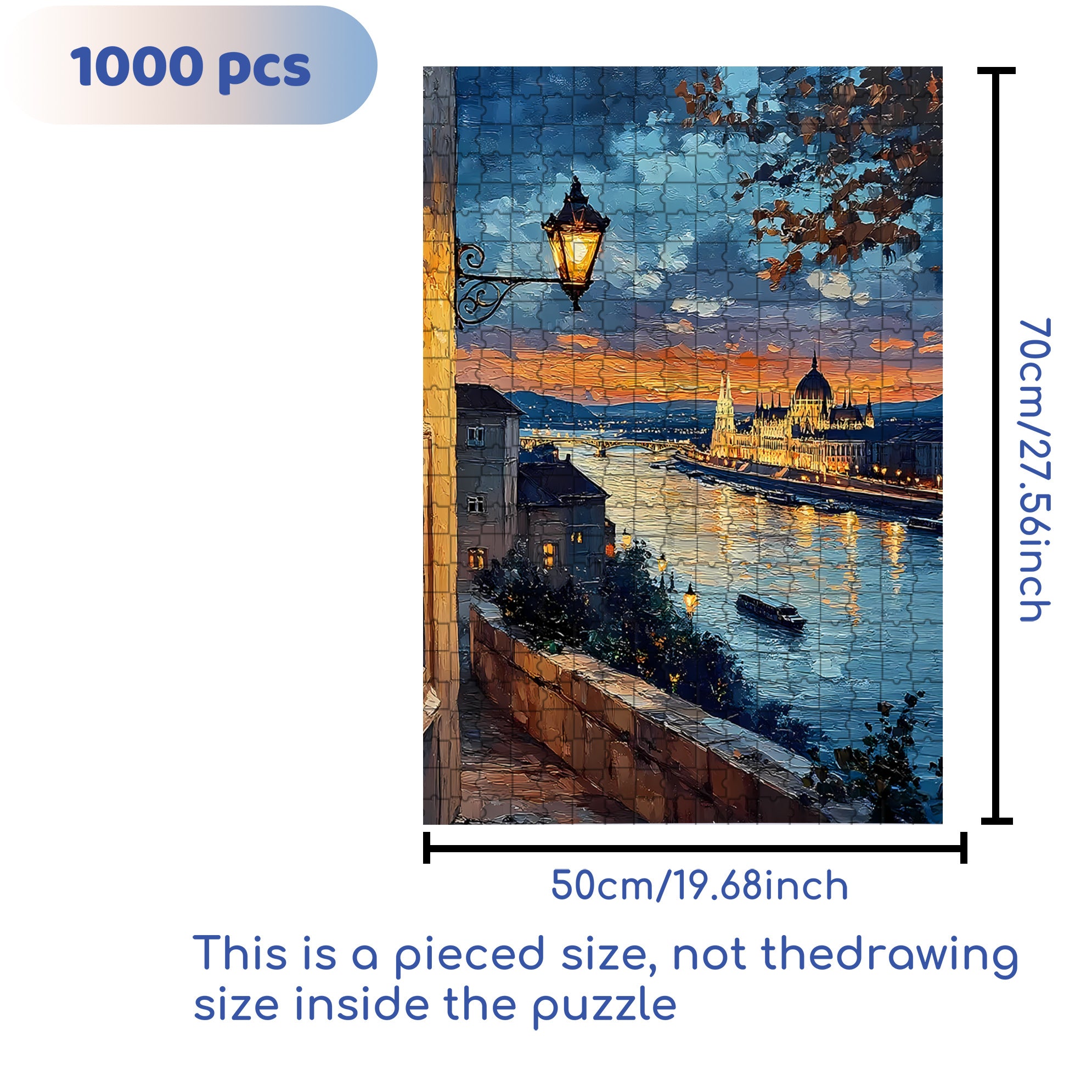 Sunset On The Riverside 500pcs/1000pcs Jigsaw Puzzle, Scratch-Resistant, Interactive Family Game & Brain-Boosting DIY Decor, Perfect for Halloween, Christmas & New Year Gifts, Family Puzzle Game