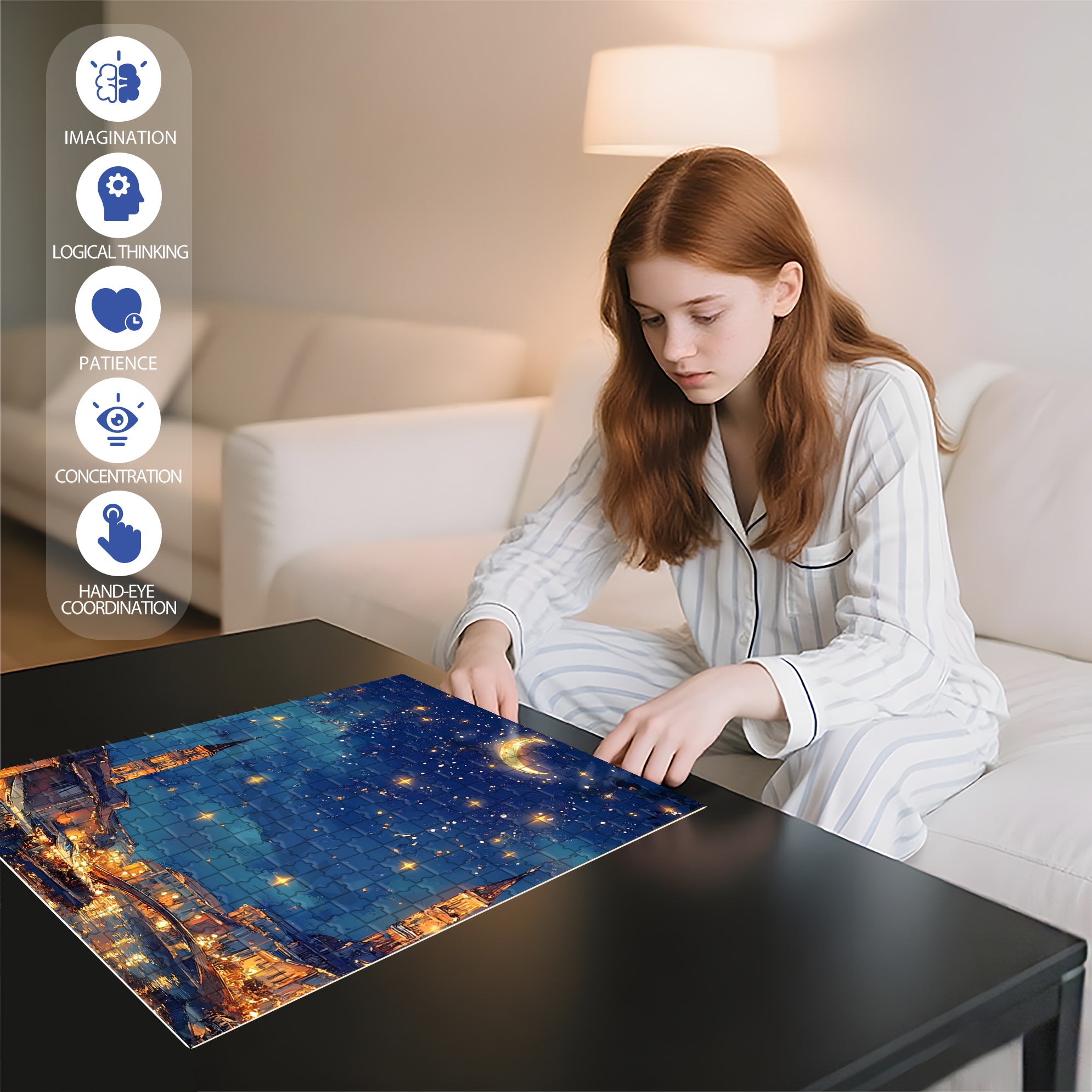 The Magic Of City 500pcs/1000pcs Jigsaw Puzzle, Scratch-Resistant, Interactive Family Game & Brain-Boosting DIY Decor, Perfect for Halloween, Christmas & New Year Gifts, Family Puzzle Game