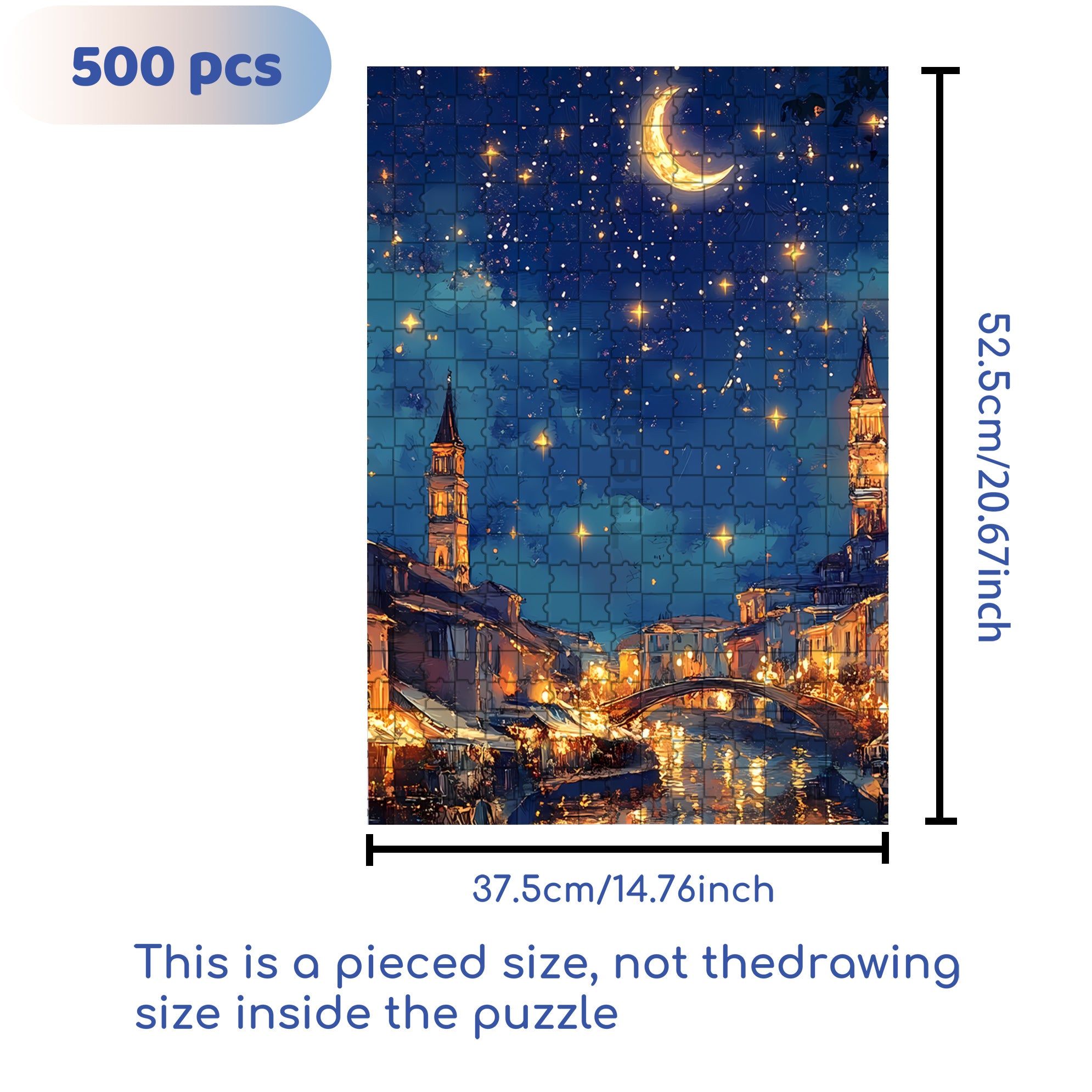 The Magic Of City 500pcs/1000pcs Jigsaw Puzzle, Scratch-Resistant, Interactive Family Game & Brain-Boosting DIY Decor, Perfect for Halloween, Christmas & New Year Gifts, Family Puzzle Game