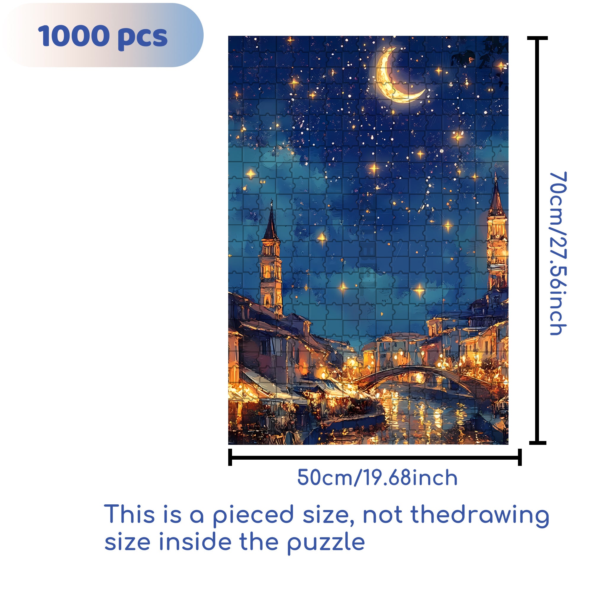 The Magic Of City 500pcs/1000pcs Jigsaw Puzzle, Scratch-Resistant, Interactive Family Game & Brain-Boosting DIY Decor, Perfect for Halloween, Christmas & New Year Gifts, Family Puzzle Game