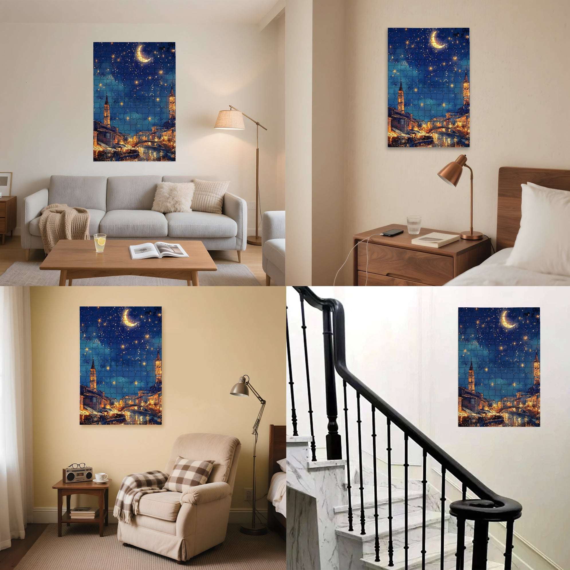 The Magic Of City 500pcs/1000pcs Jigsaw Puzzle, Scratch-Resistant, Interactive Family Game & Brain-Boosting DIY Decor, Perfect for Halloween, Christmas & New Year Gifts, Family Puzzle Game