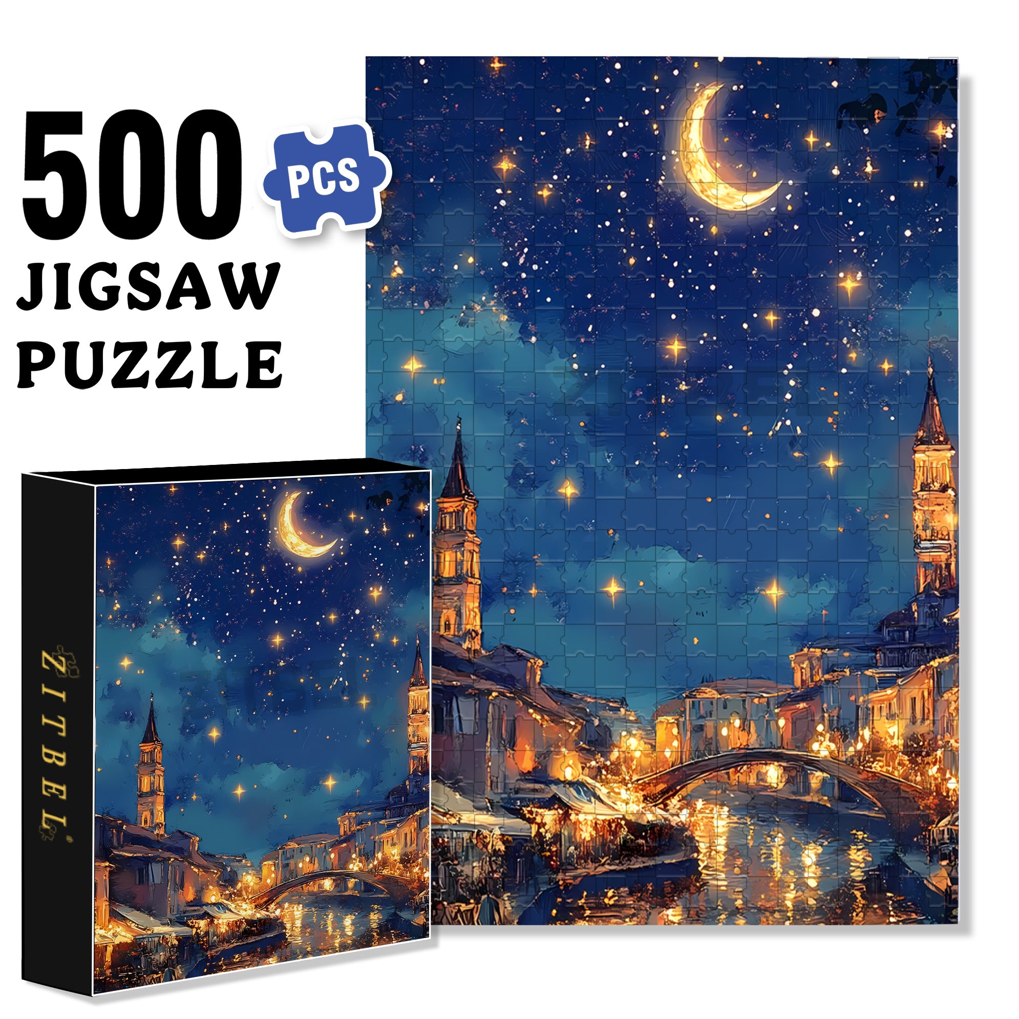 The Magic Of City 500pcs/1000pcs Jigsaw Puzzle, Scratch-Resistant, Interactive Family Game & Brain-Boosting DIY Decor, Perfect for Halloween, Christmas & New Year Gifts, Family Puzzle Game