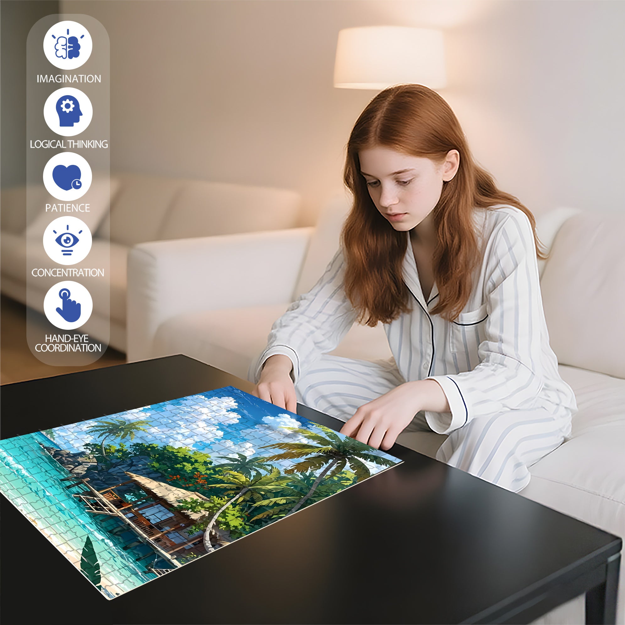 Tropical Island 500pcs/1000pcs Jigsaw Puzzle, Scratch-Resistant, Interactive Family Game & Brain-Boosting DIY Decor, Perfect for Halloween, Christmas & New Year Gifts, Family Puzzle Game