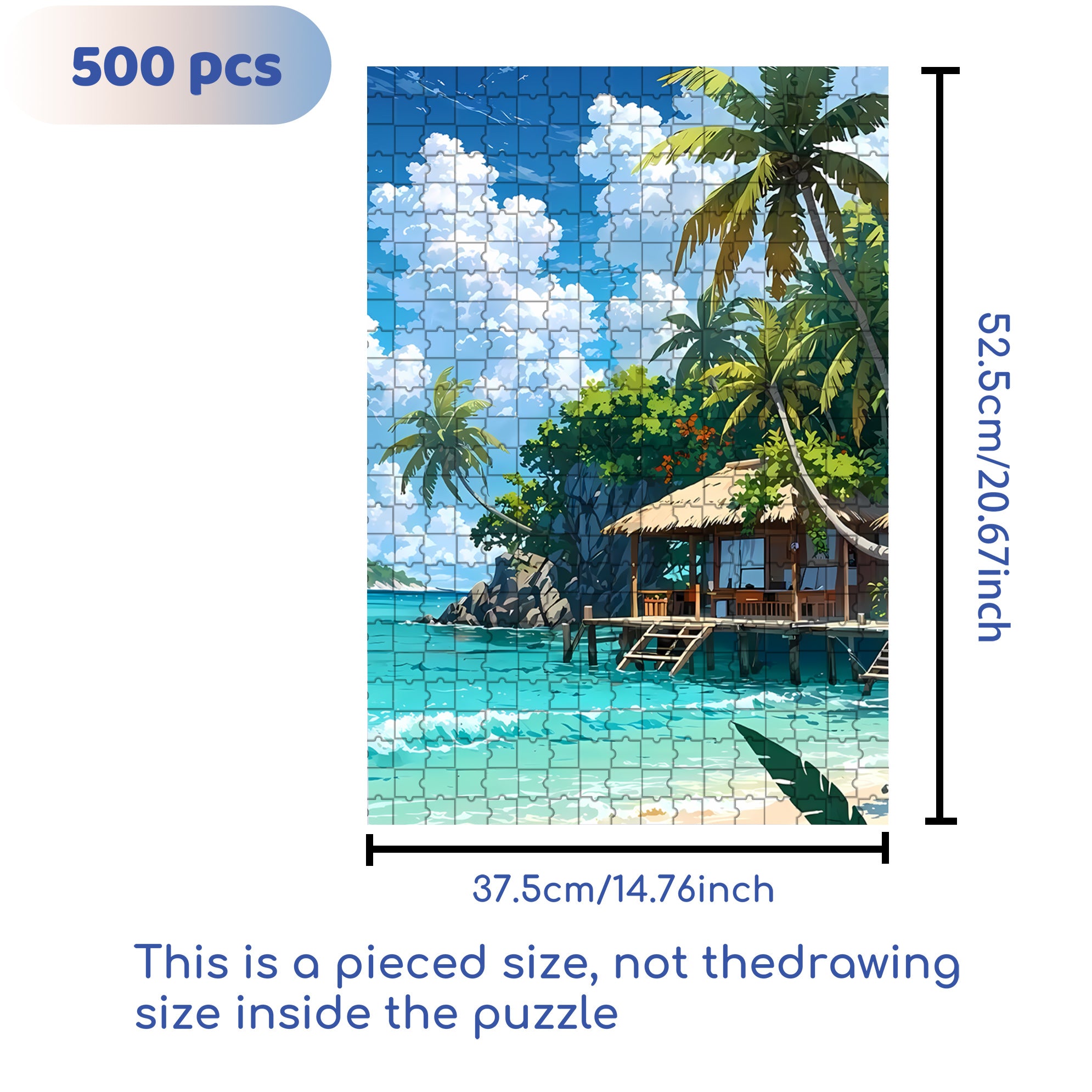 Tropical Island 500pcs/1000pcs Jigsaw Puzzle, Scratch-Resistant, Interactive Family Game & Brain-Boosting DIY Decor, Perfect for Halloween, Christmas & New Year Gifts, Family Puzzle Game