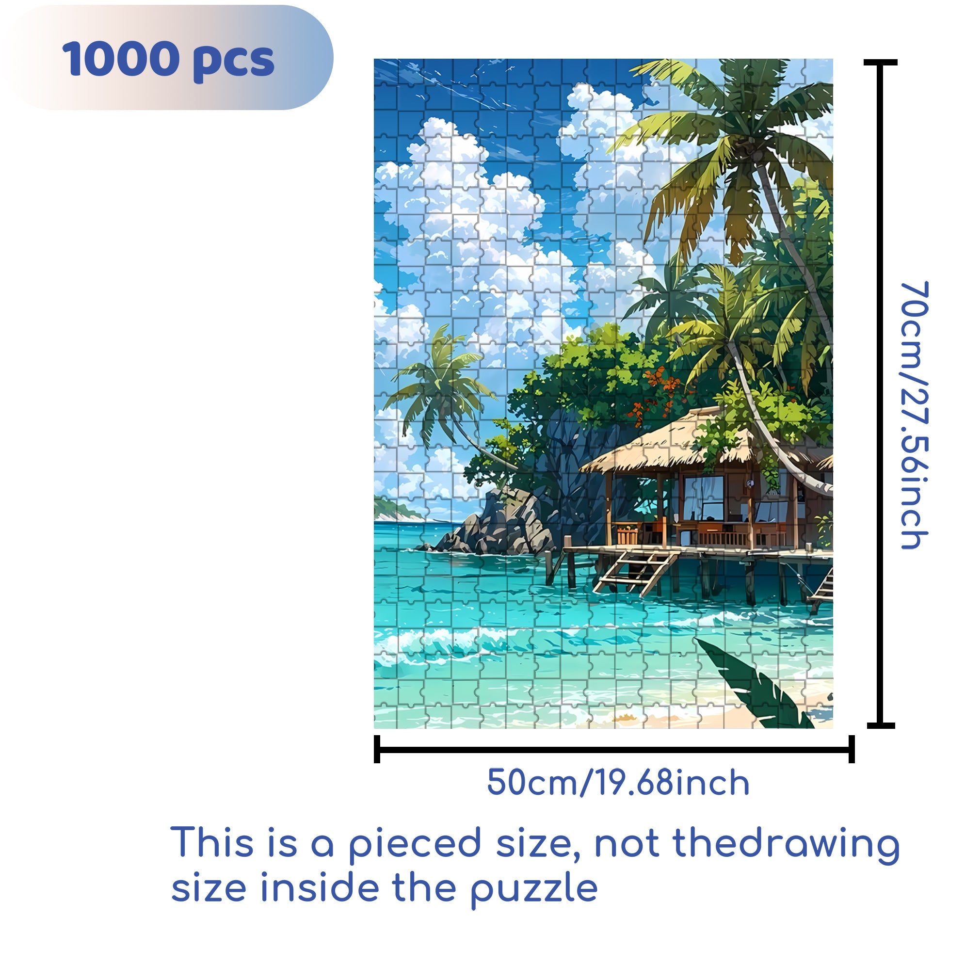 Tropical Island 500pcs/1000pcs Jigsaw Puzzle, Scratch-Resistant, Interactive Family Game & Brain-Boosting DIY Decor, Perfect for Halloween, Christmas & New Year Gifts, Family Puzzle Game