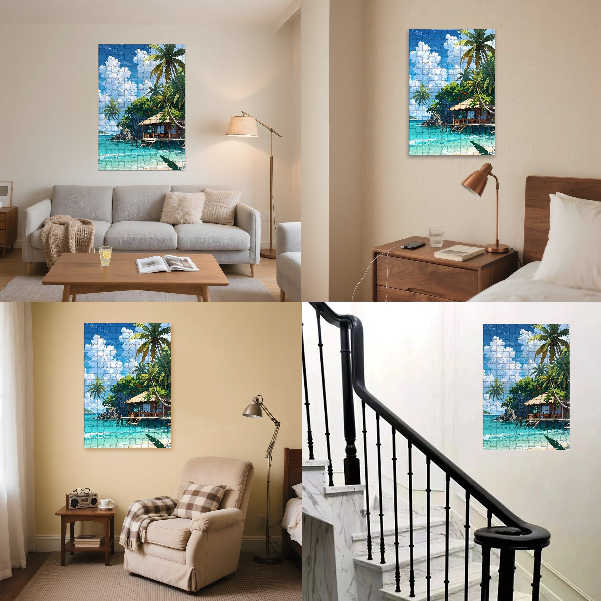Tropical Island 500pcs/1000pcs Jigsaw Puzzle, Scratch-Resistant, Interactive Family Game & Brain-Boosting DIY Decor, Perfect for Halloween, Christmas & New Year Gifts, Family Puzzle Game