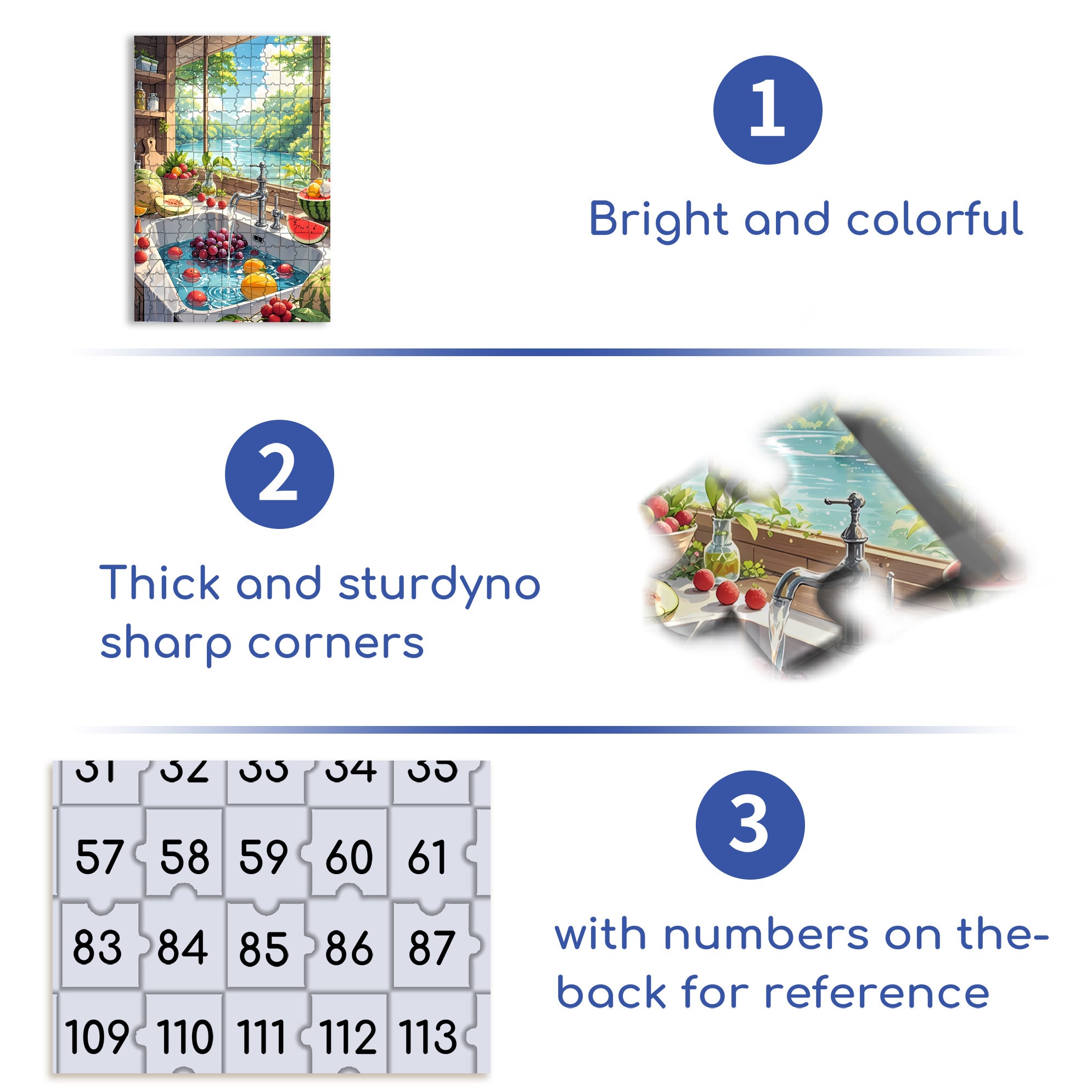 Washing The Fruit 500pcs/1000pcs Jigsaw Puzzle, Scratch-Resistant, Interactive Family Game & Brain-Boosting DIY Decor, Perfect for Halloween, Christmas & New Year Gifts, Family Puzzle Game