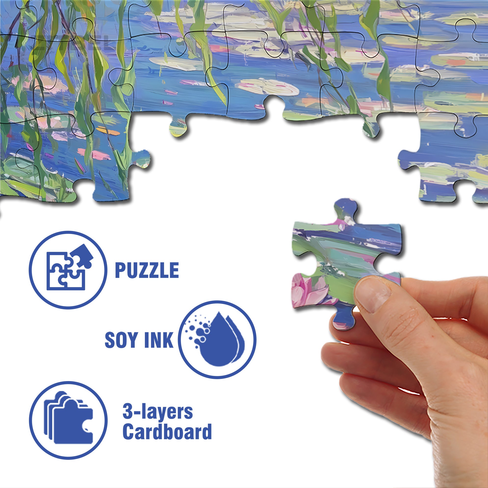 Water Lily 500pcs/1000pcs Jigsaw Puzzle, Scratch-Resistant, Interactive Family Game & Brain-Boosting DIY Decor, Perfect for Halloween, Christmas & New Year Gifts, Family Puzzle Game