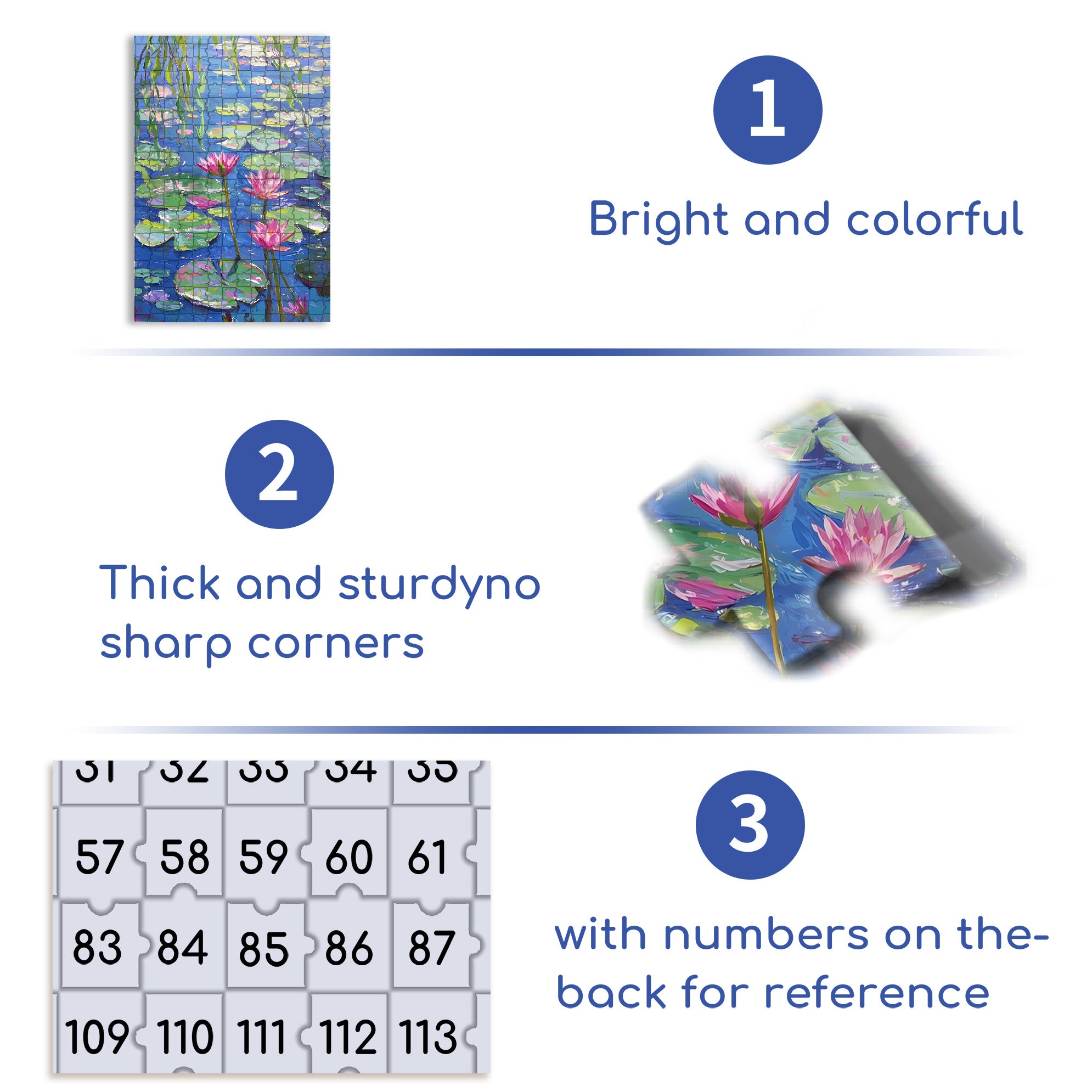 Water Lily 500pcs/1000pcs Jigsaw Puzzle, Scratch-Resistant, Interactive Family Game & Brain-Boosting DIY Decor, Perfect for Halloween, Christmas & New Year Gifts, Family Puzzle Game