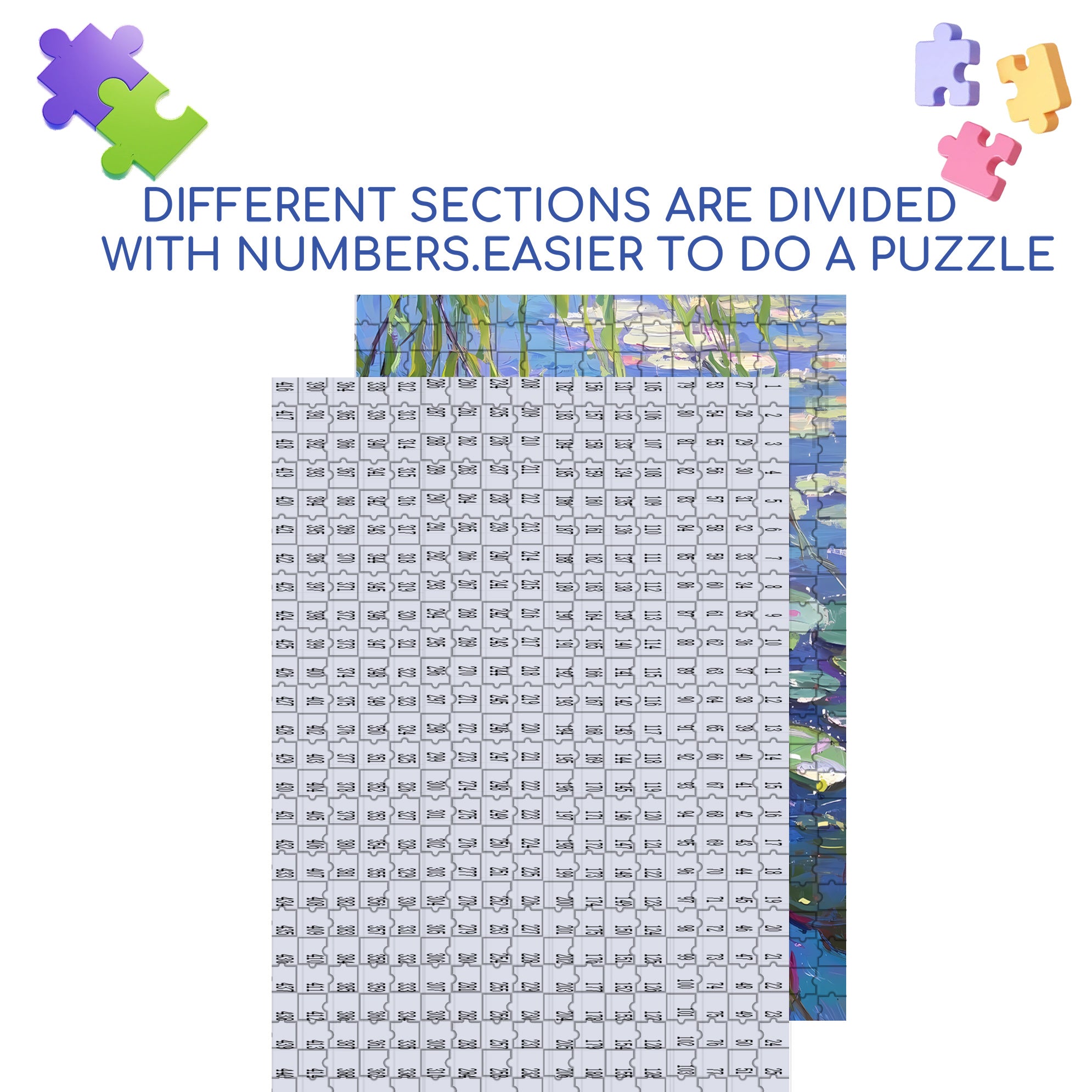 Water Lily 500pcs/1000pcs Jigsaw Puzzle, Scratch-Resistant, Interactive Family Game & Brain-Boosting DIY Decor, Perfect for Halloween, Christmas & New Year Gifts, Family Puzzle Game