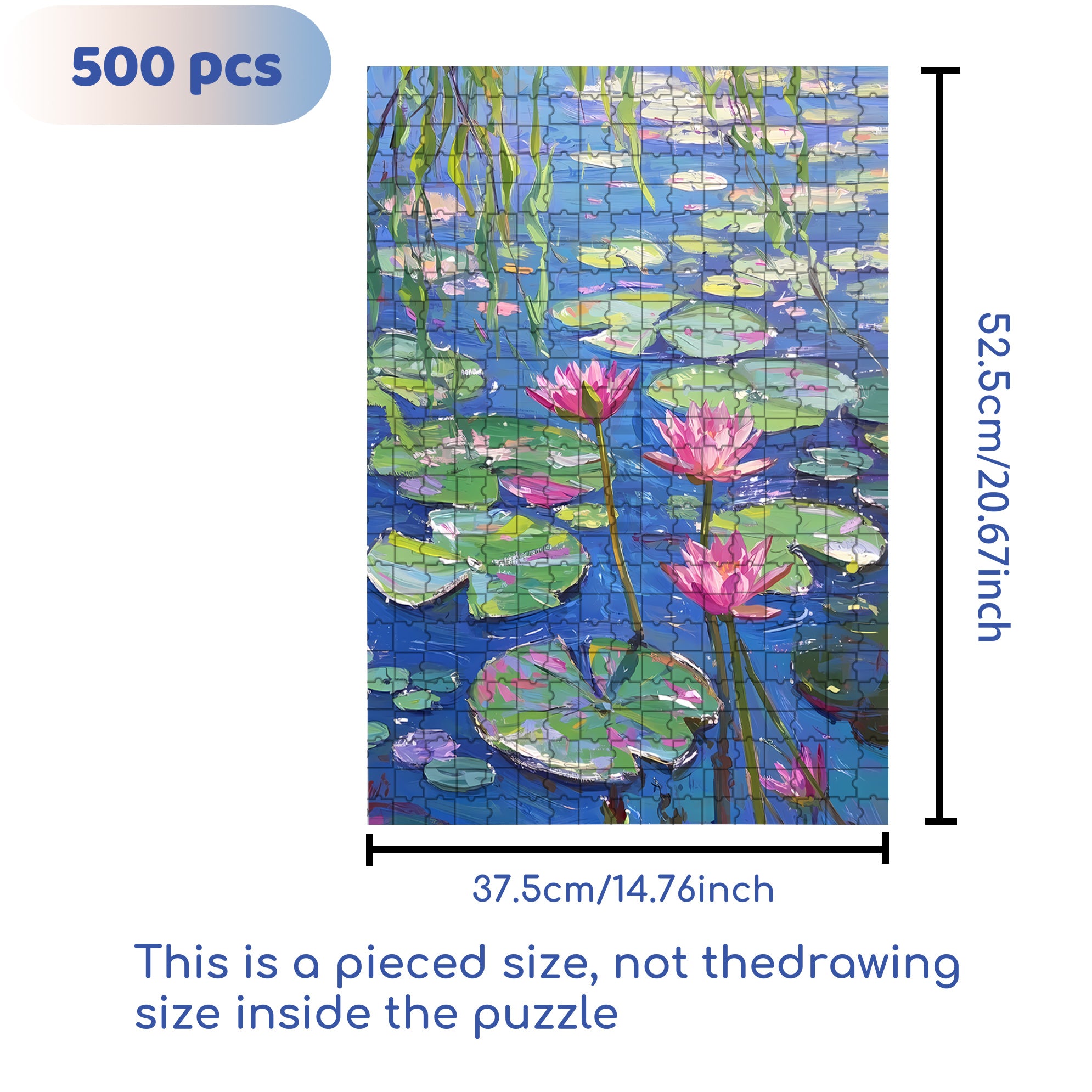 Water Lily 500pcs/1000pcs Jigsaw Puzzle, Scratch-Resistant, Interactive Family Game & Brain-Boosting DIY Decor, Perfect for Halloween, Christmas & New Year Gifts, Family Puzzle Game