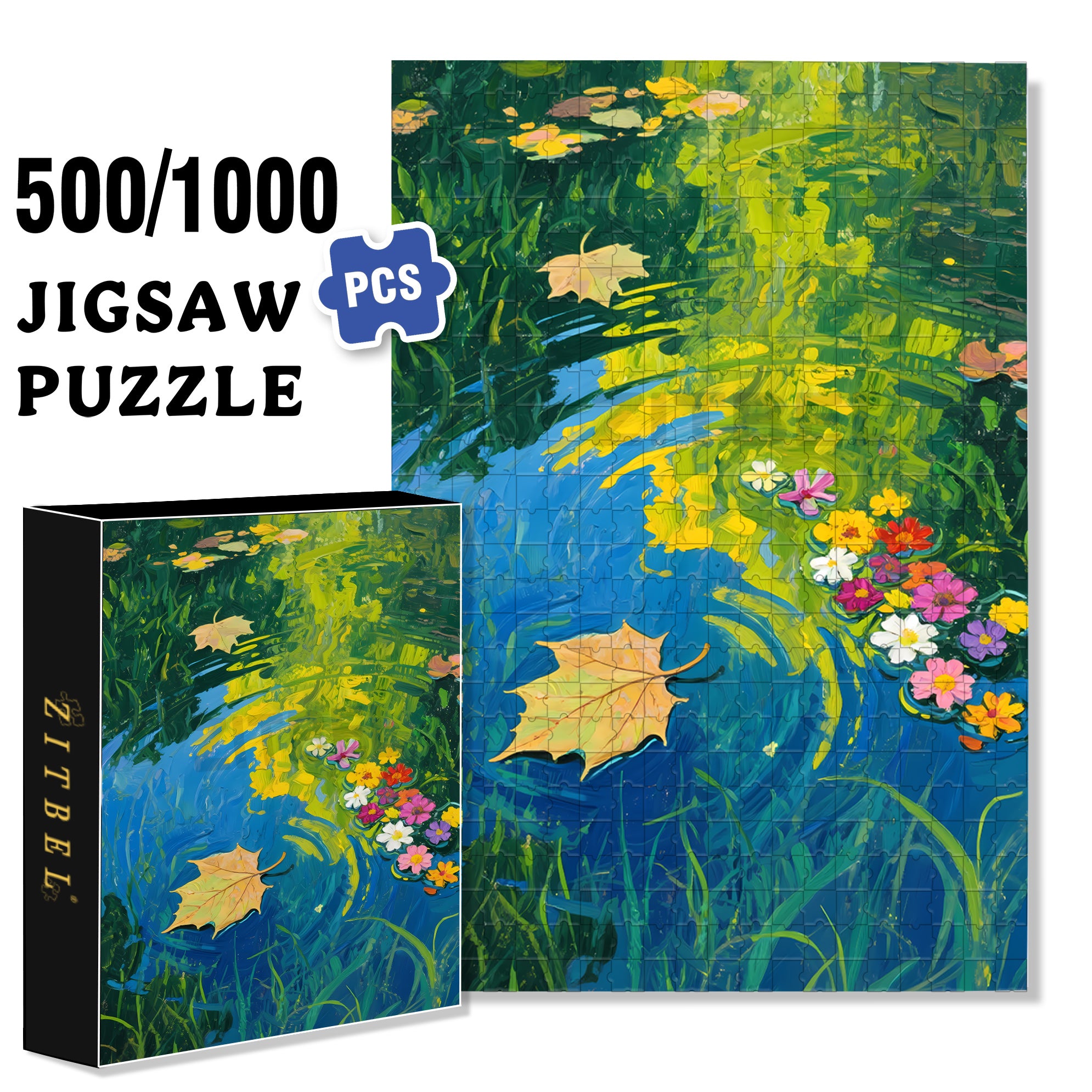 Water Plants 500pcs/1000pcs Jigsaw Puzzle, Scratch-Resistant, Interactive Family Game & Brain-Boosting DIY Decor, Perfect for Halloween, Christmas & New Year Gifts, Family Puzzle Game
