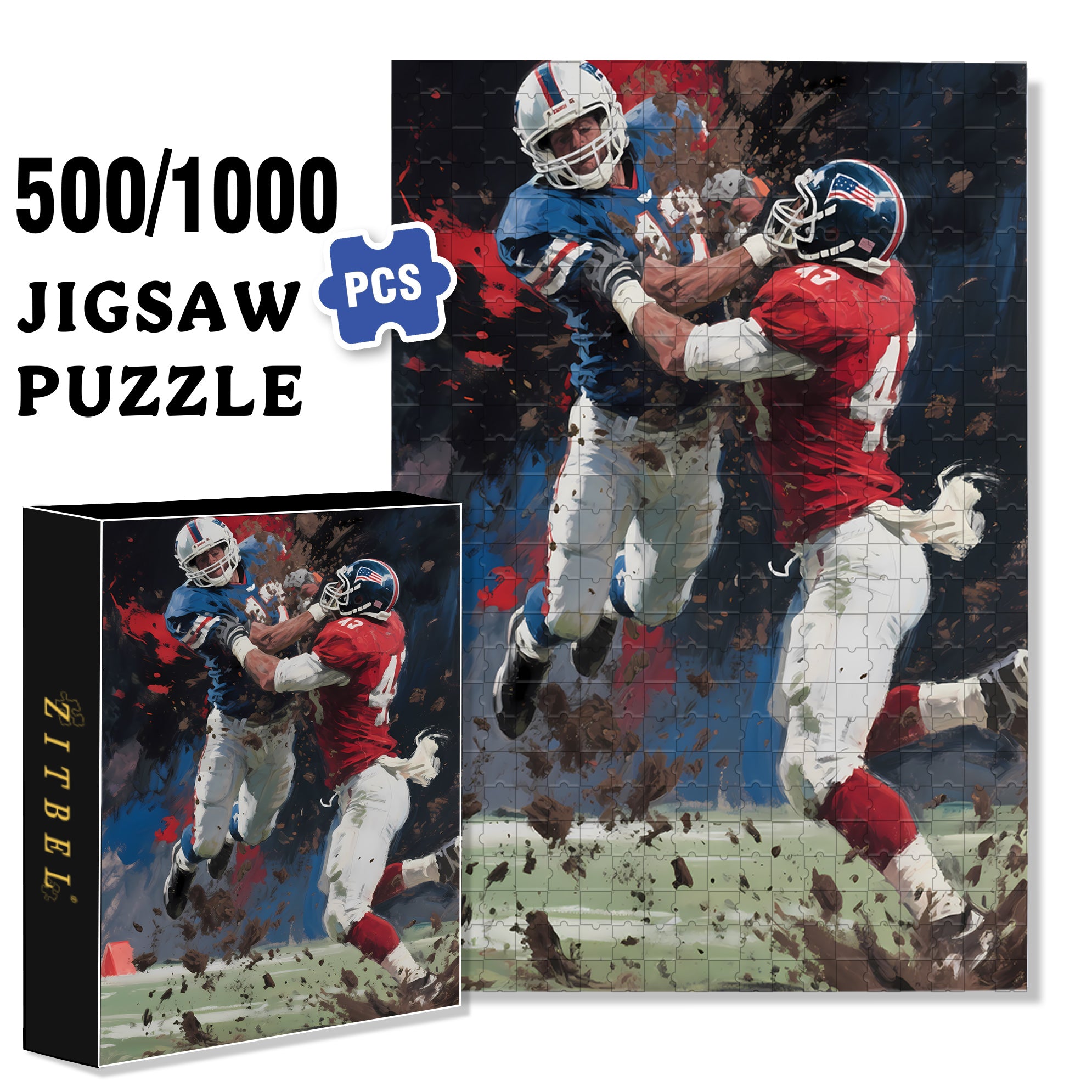 American Football 500pcs/1000pcs Jigsaw Puzzle, Scratch-Resistant, Interactive Family Game & Brain-Boosting DIY Decor, Perfect for Halloween, Christmas & New Year Gifts, Family Puzzle Game