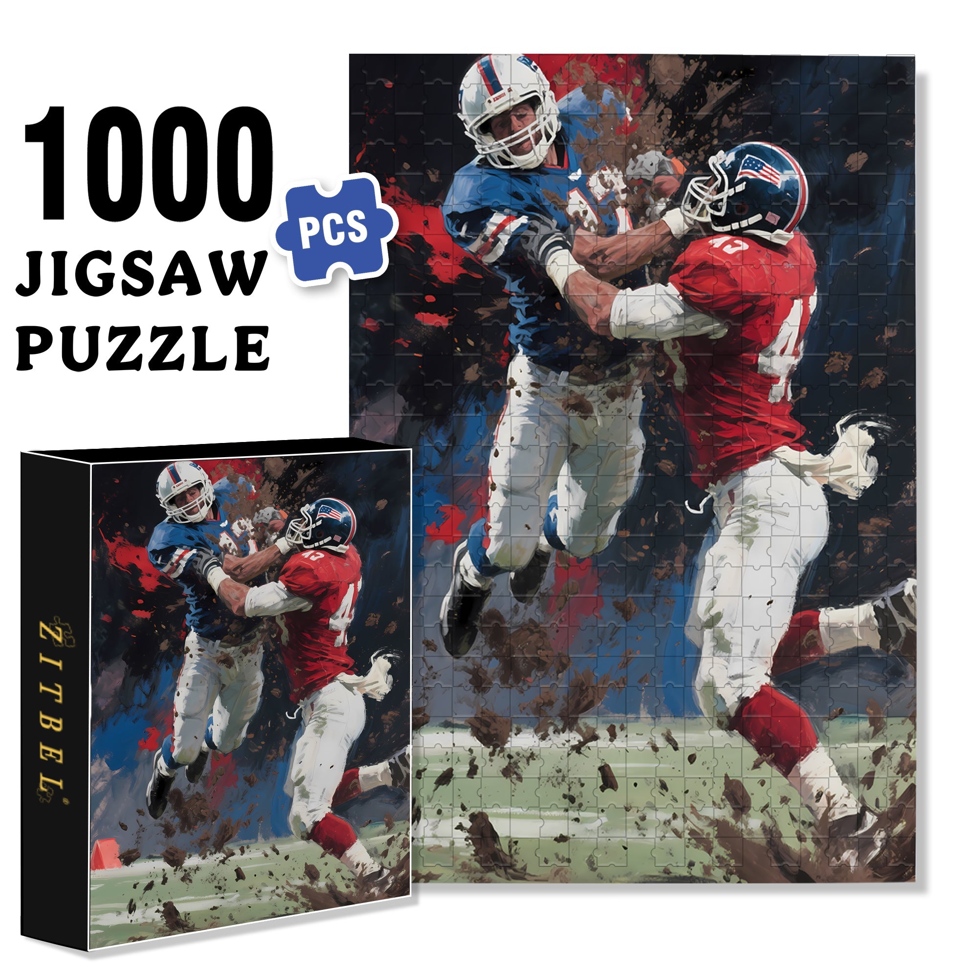 American Football 500pcs/1000pcs Jigsaw Puzzle, Scratch-Resistant, Interactive Family Game & Brain-Boosting DIY Decor, Perfect for Halloween, Christmas & New Year Gifts, Family Puzzle Game