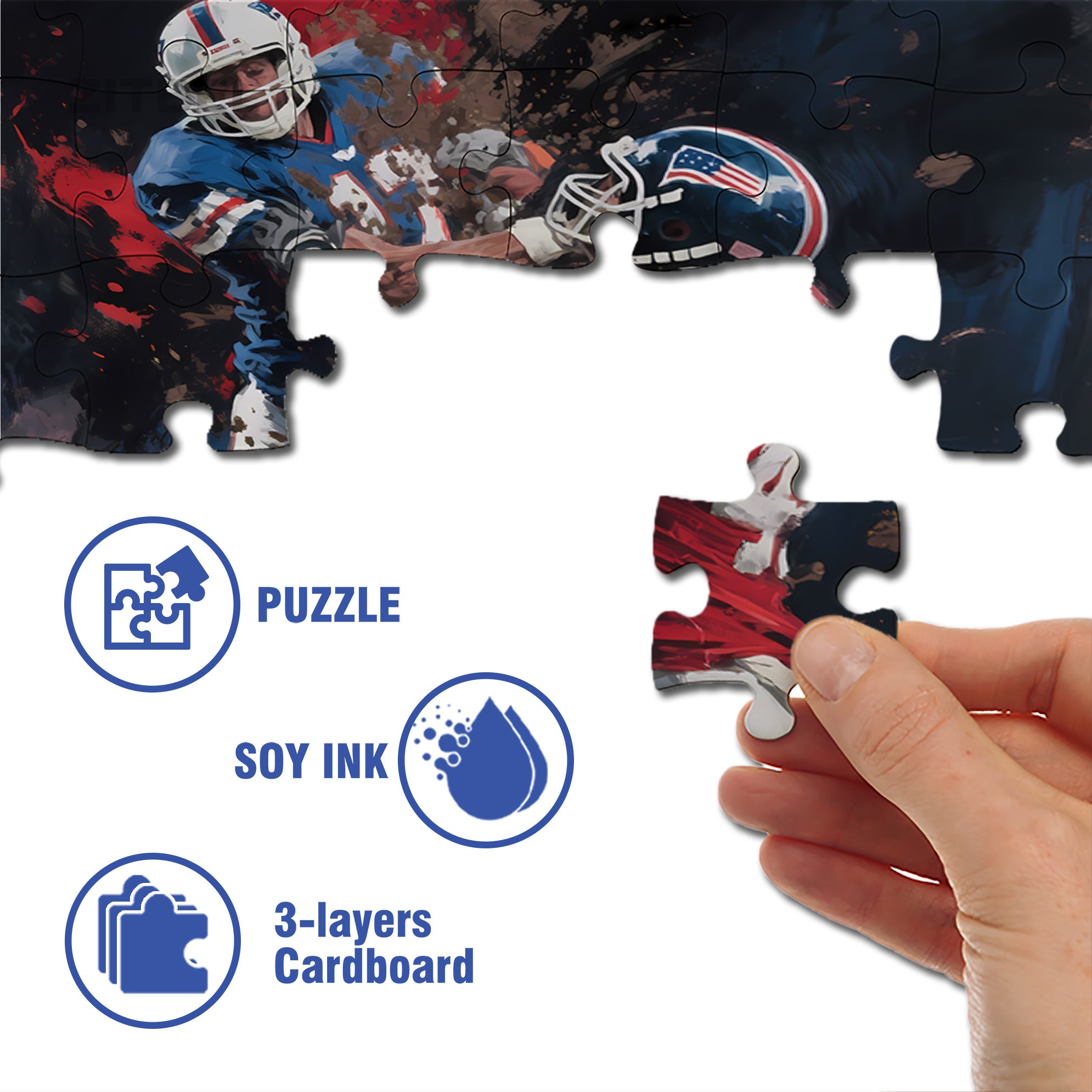 American Football 500pcs/1000pcs Jigsaw Puzzle, Scratch-Resistant, Interactive Family Game & Brain-Boosting DIY Decor, Perfect for Halloween, Christmas & New Year Gifts, Family Puzzle Game
