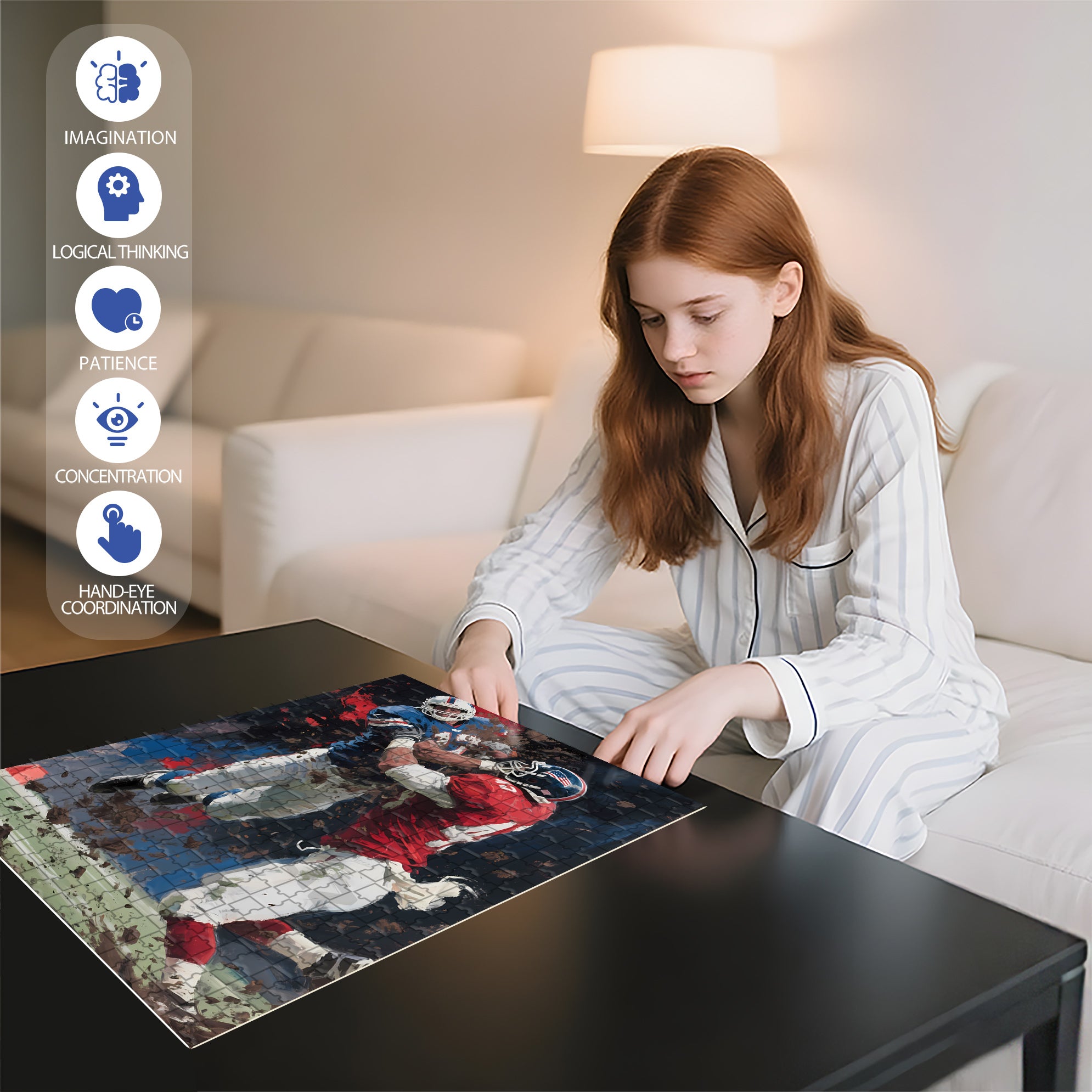 American Football 500pcs/1000pcs Jigsaw Puzzle, Scratch-Resistant, Interactive Family Game & Brain-Boosting DIY Decor, Perfect for Halloween, Christmas & New Year Gifts, Family Puzzle Game