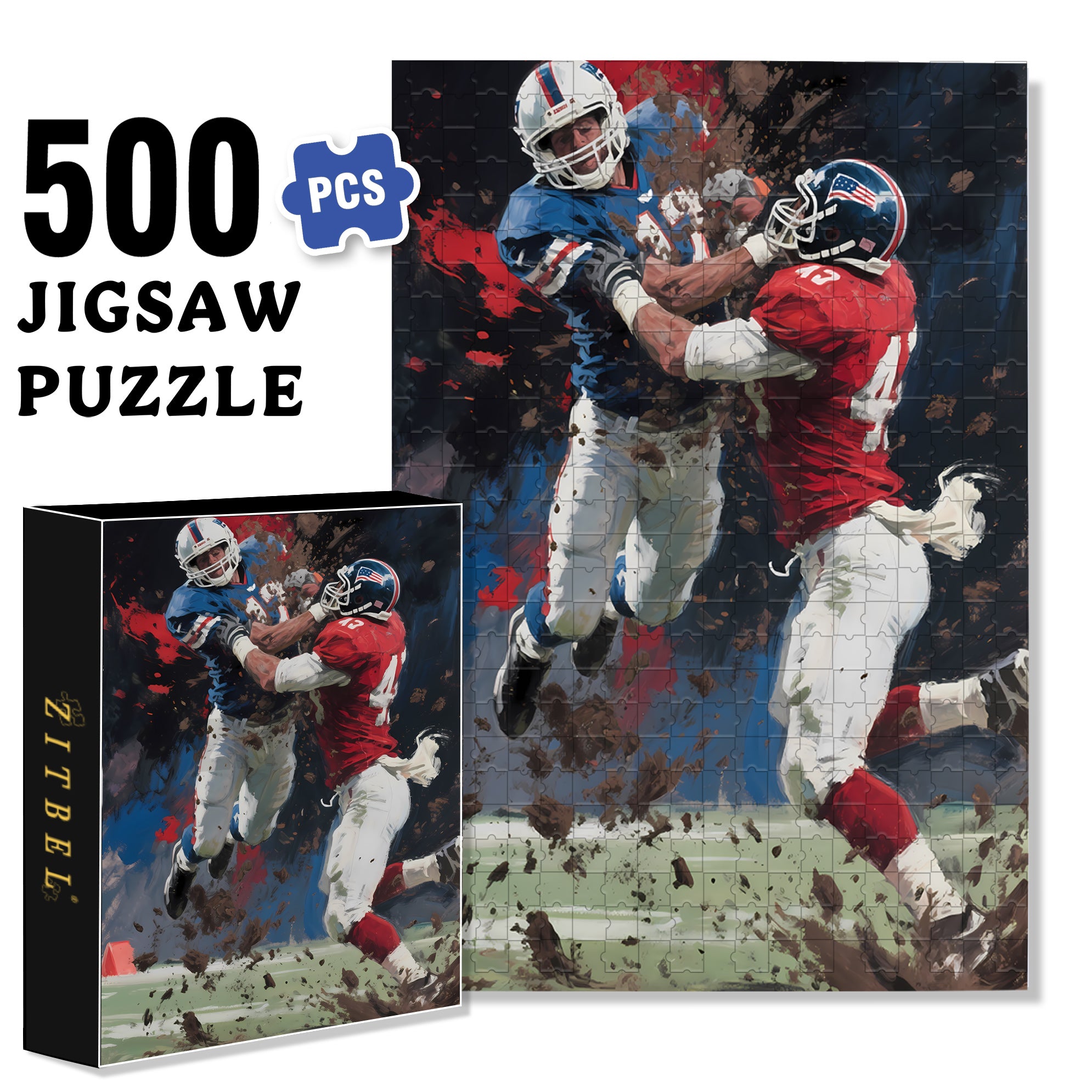American Football 500pcs/1000pcs Jigsaw Puzzle, Scratch-Resistant, Interactive Family Game & Brain-Boosting DIY Decor, Perfect for Halloween, Christmas & New Year Gifts, Family Puzzle Game