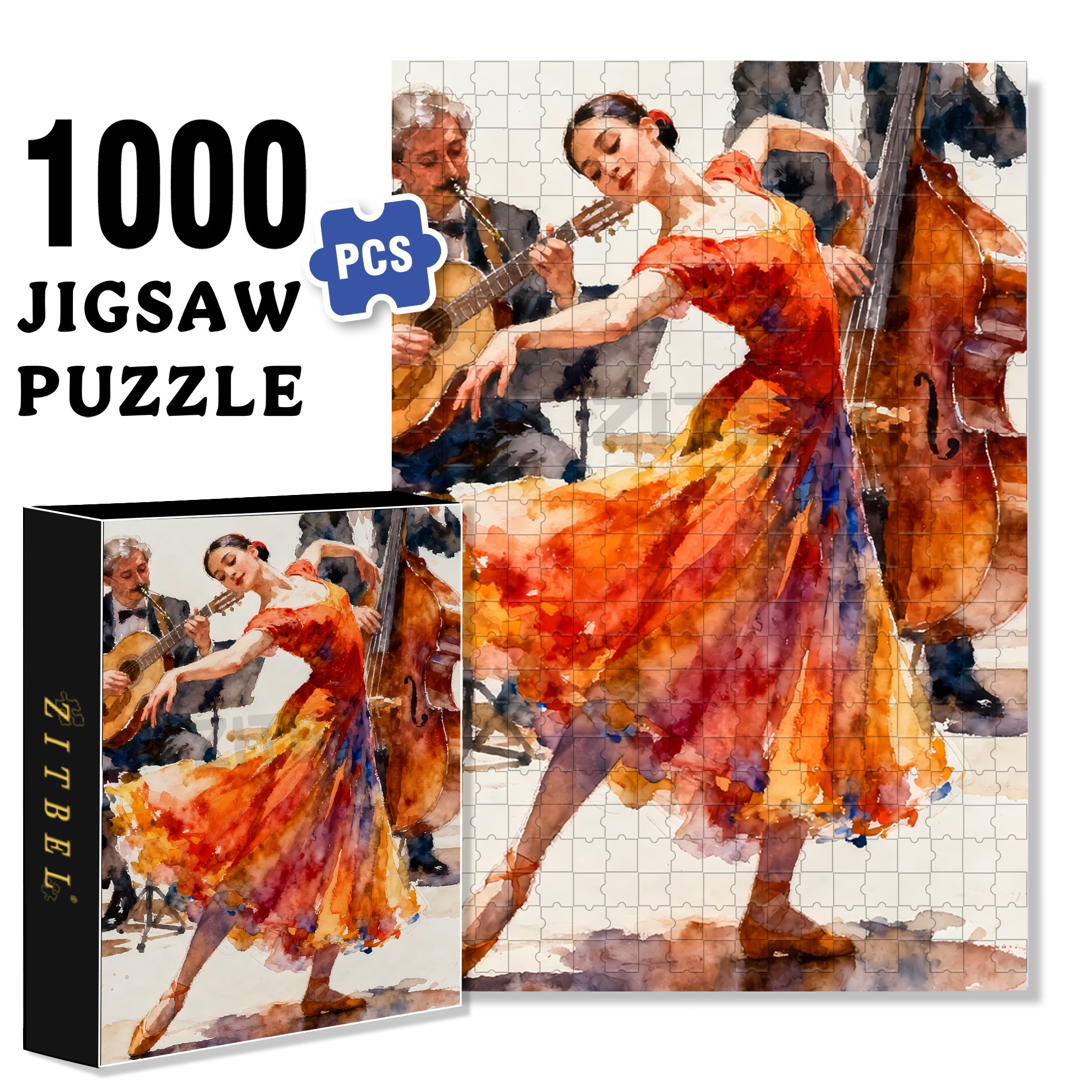 Ballet 500pcs/1000pcs Jigsaw Puzzle, Scratch-Resistant, Interactive Family Game & Brain-Boosting DIY Decor, Perfect for Halloween, Christmas & New Year Gifts, Family Puzzle Game