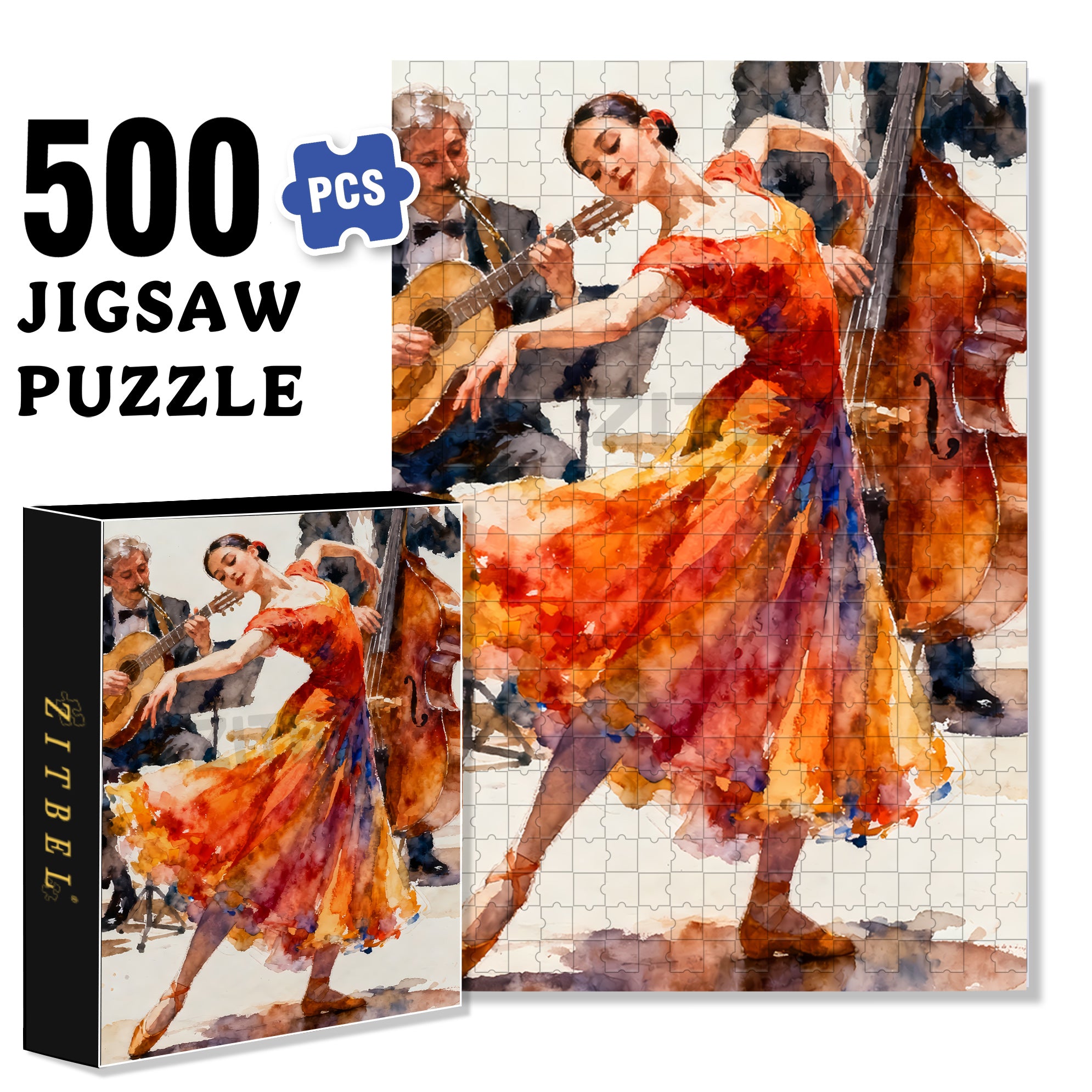 Ballet 500pcs/1000pcs Jigsaw Puzzle, Scratch-Resistant, Interactive Family Game & Brain-Boosting DIY Decor, Perfect for Halloween, Christmas & New Year Gifts, Family Puzzle Game