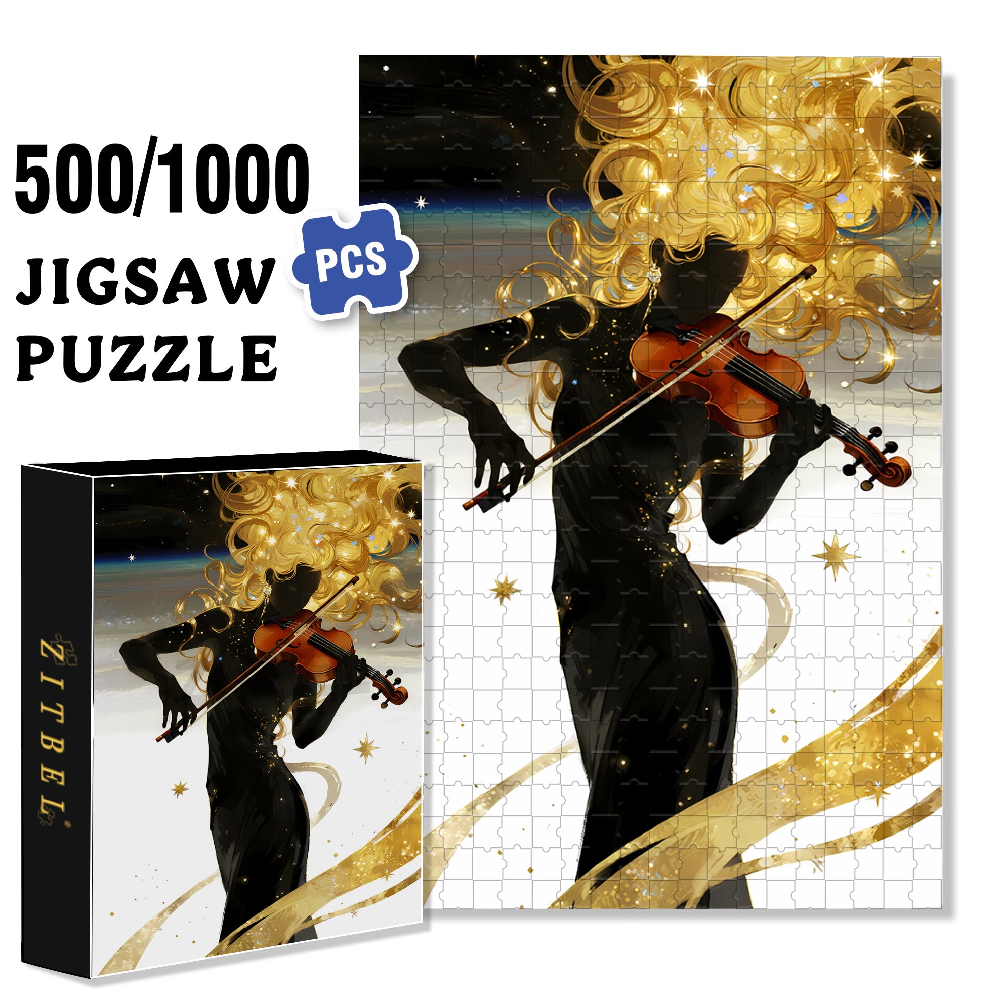 Beautiful Silhouette 500pcs/1000pcs Jigsaw Puzzle, Scratch-Resistant, Interactive Family Game & Brain-Boosting DIY Decor, Perfect for Halloween, Christmas & New Year Gifts, Family Puzzle Game