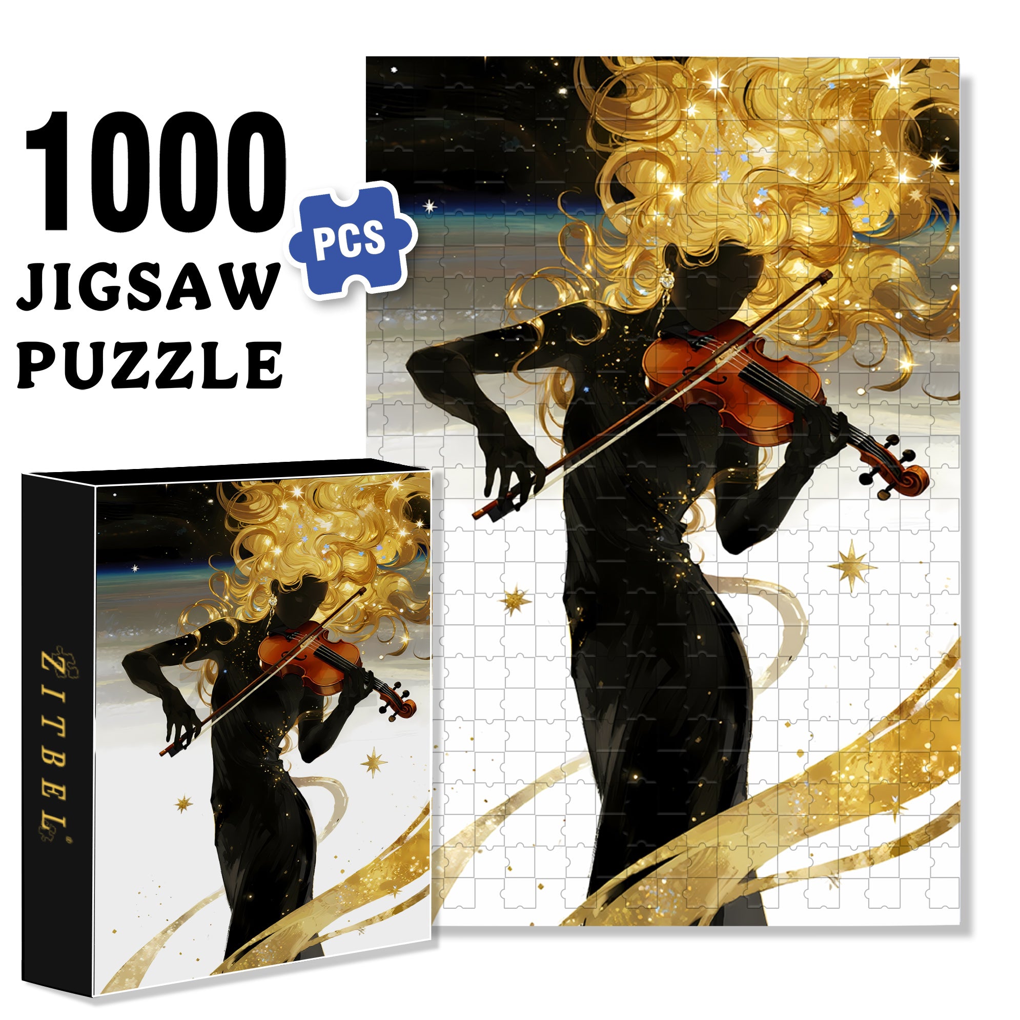 Beautiful Silhouette 500pcs/1000pcs Jigsaw Puzzle, Scratch-Resistant, Interactive Family Game & Brain-Boosting DIY Decor, Perfect for Halloween, Christmas & New Year Gifts, Family Puzzle Game