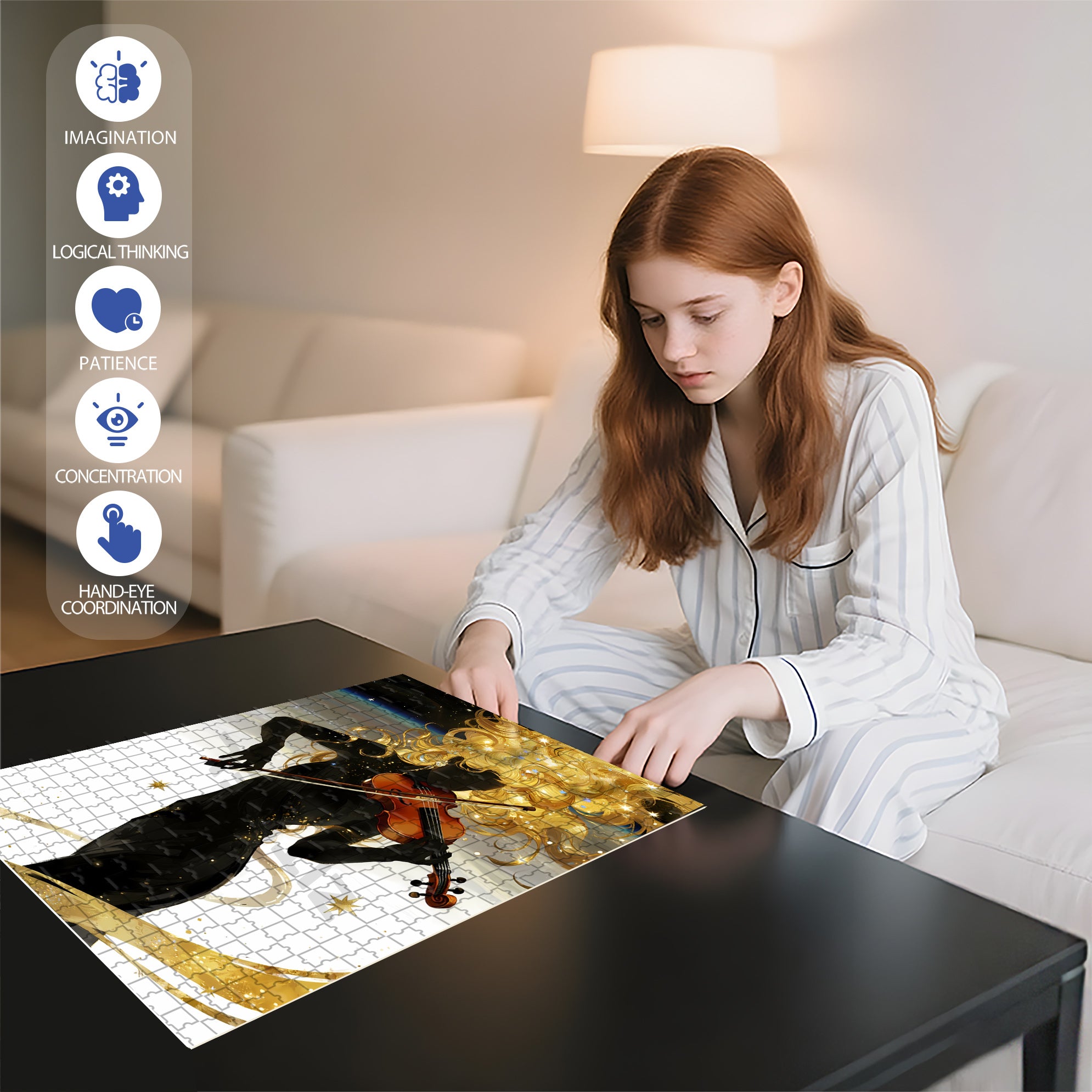 Beautiful Silhouette 500pcs/1000pcs Jigsaw Puzzle, Scratch-Resistant, Interactive Family Game & Brain-Boosting DIY Decor, Perfect for Halloween, Christmas & New Year Gifts, Family Puzzle Game