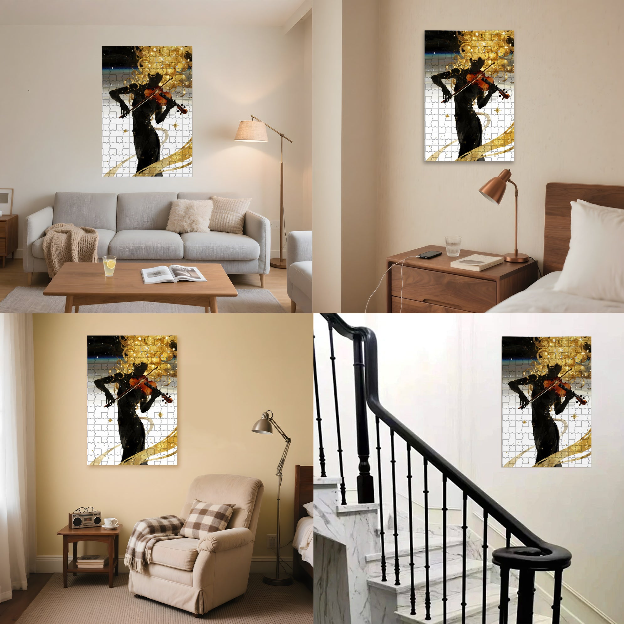 Beautiful Silhouette 500pcs/1000pcs Jigsaw Puzzle, Scratch-Resistant, Interactive Family Game & Brain-Boosting DIY Decor, Perfect for Halloween, Christmas & New Year Gifts, Family Puzzle Game