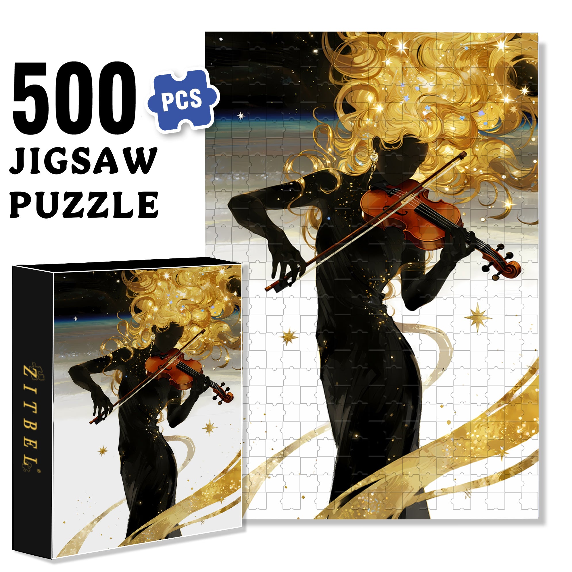 Beautiful Silhouette 500pcs/1000pcs Jigsaw Puzzle, Scratch-Resistant, Interactive Family Game & Brain-Boosting DIY Decor, Perfect for Halloween, Christmas & New Year Gifts, Family Puzzle Game