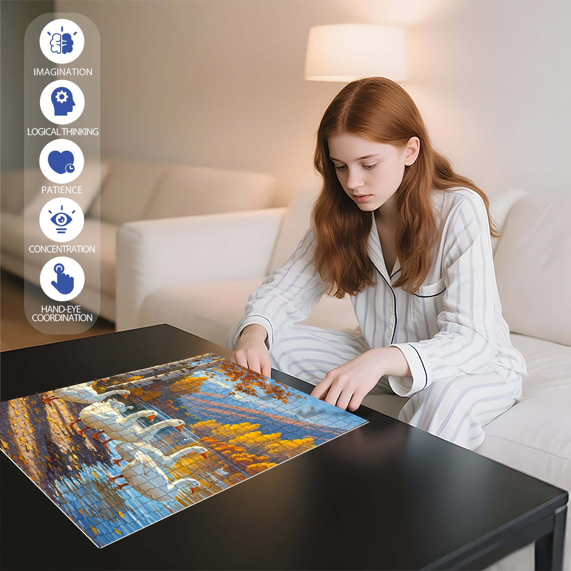 Big White Goose 500pcs/1000pcs Jigsaw Puzzle, Scratch-Resistant, Interactive Family Game & Brain-Boosting DIY Decor, Perfect for Halloween, Christmas & New Year Gifts, Family Puzzle Game
