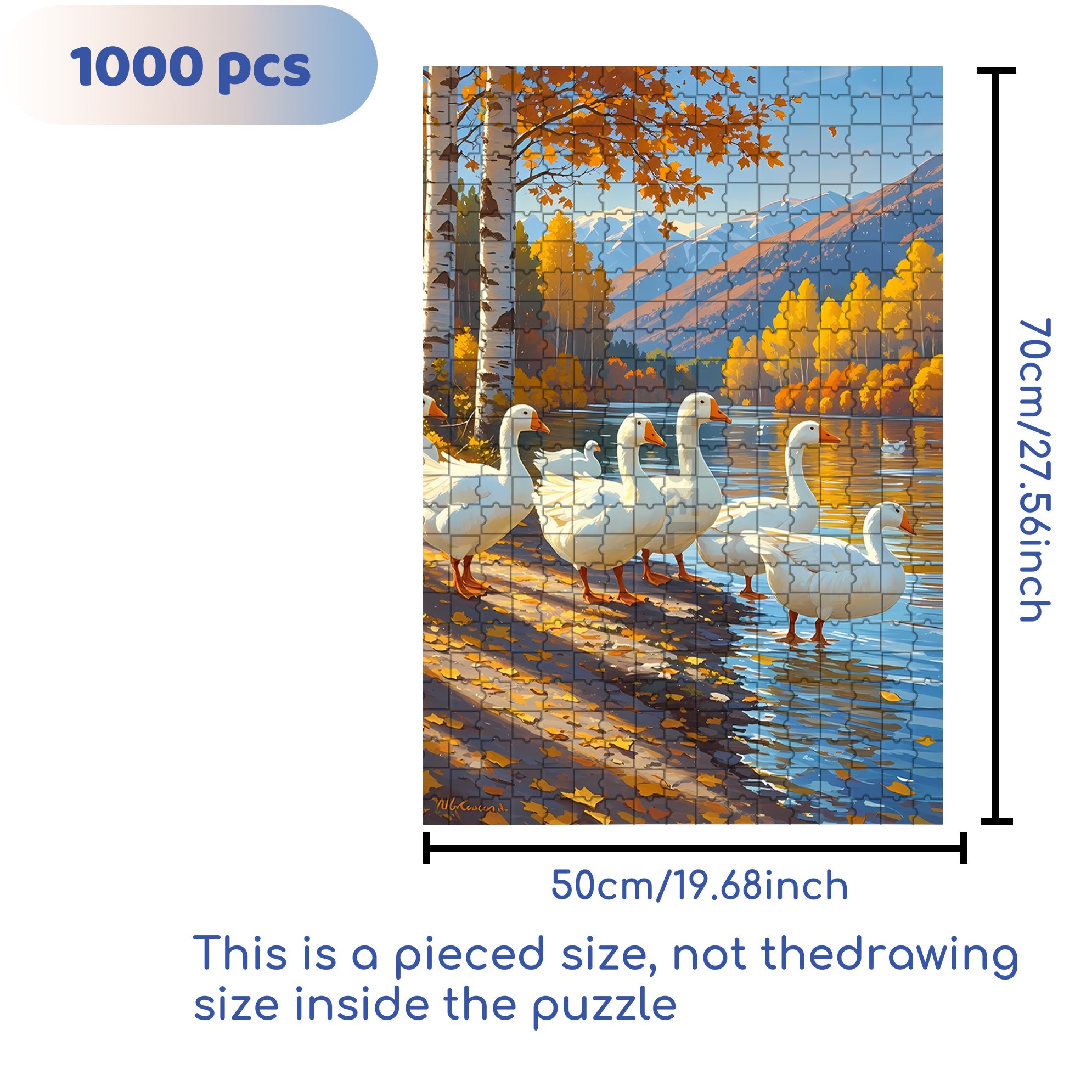 Big White Goose 500pcs/1000pcs Jigsaw Puzzle, Scratch-Resistant, Interactive Family Game & Brain-Boosting DIY Decor, Perfect for Halloween, Christmas & New Year Gifts, Family Puzzle Game
