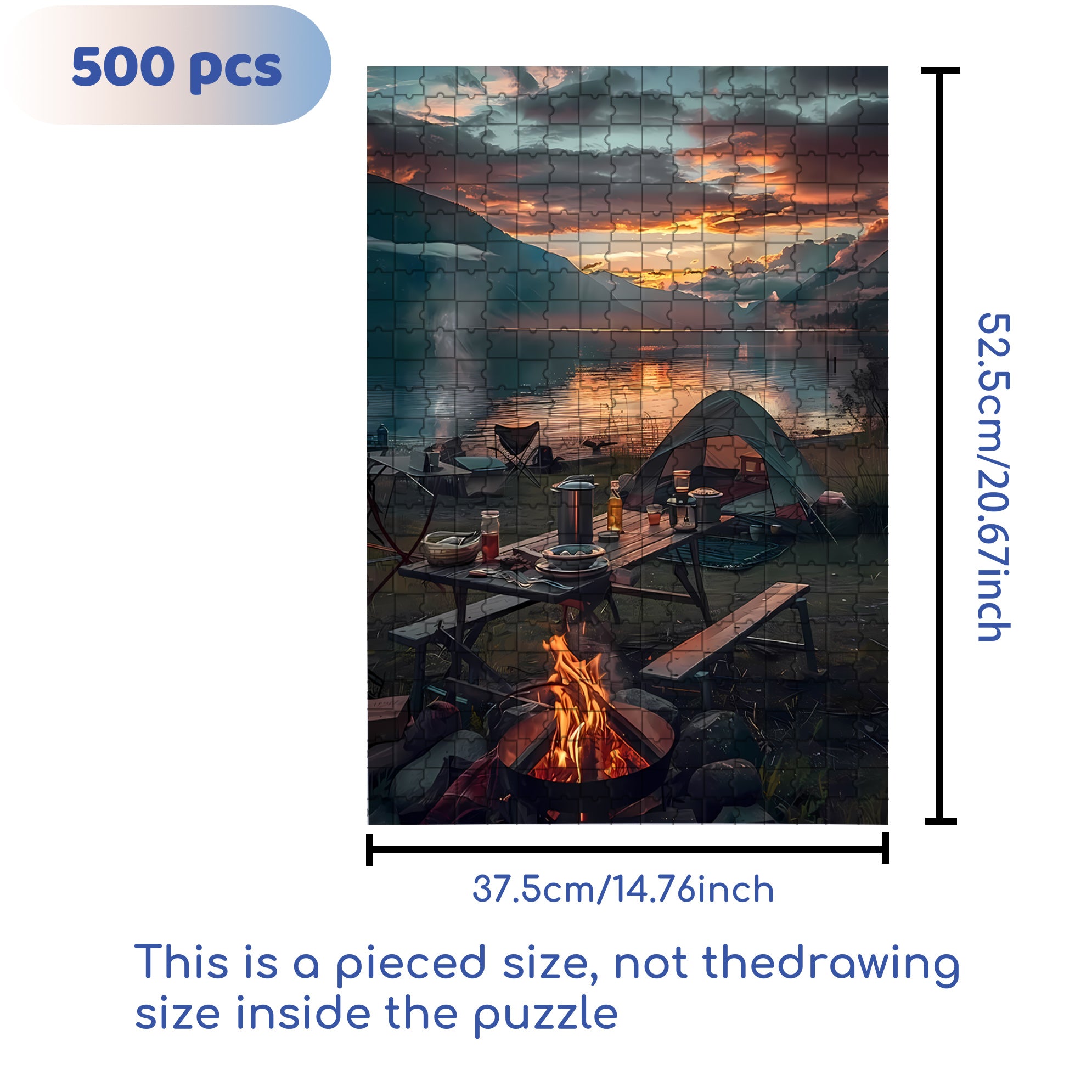 Bonfire 500pcs/1000pcs Jigsaw Puzzle, Scratch-Resistant, Interactive Family Game & Brain-Boosting DIY Decor, Perfect for Halloween, Christmas & New Year Gifts, Family Puzzle Game