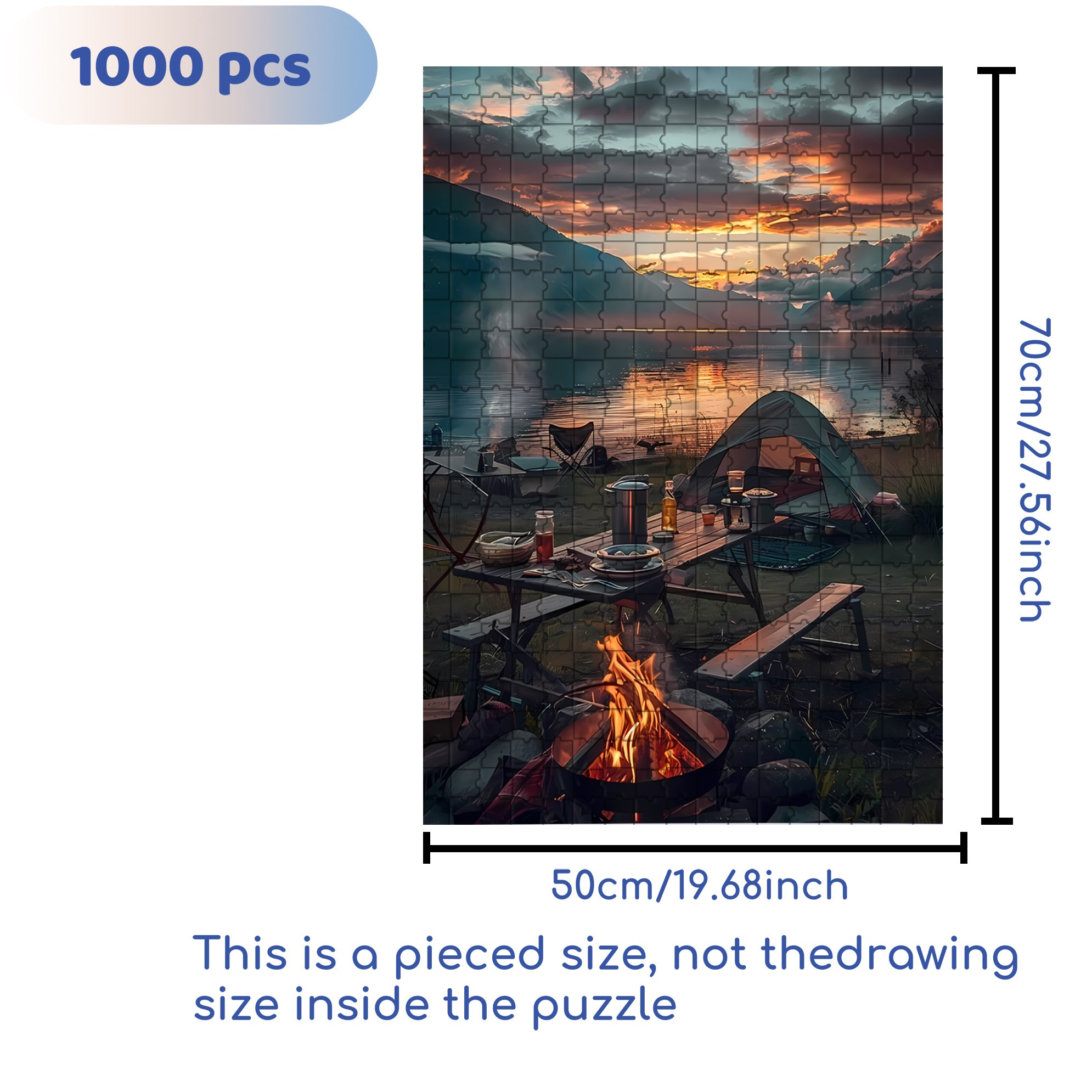 Bonfire 500pcs/1000pcs Jigsaw Puzzle, Scratch-Resistant, Interactive Family Game & Brain-Boosting DIY Decor, Perfect for Halloween, Christmas & New Year Gifts, Family Puzzle Game