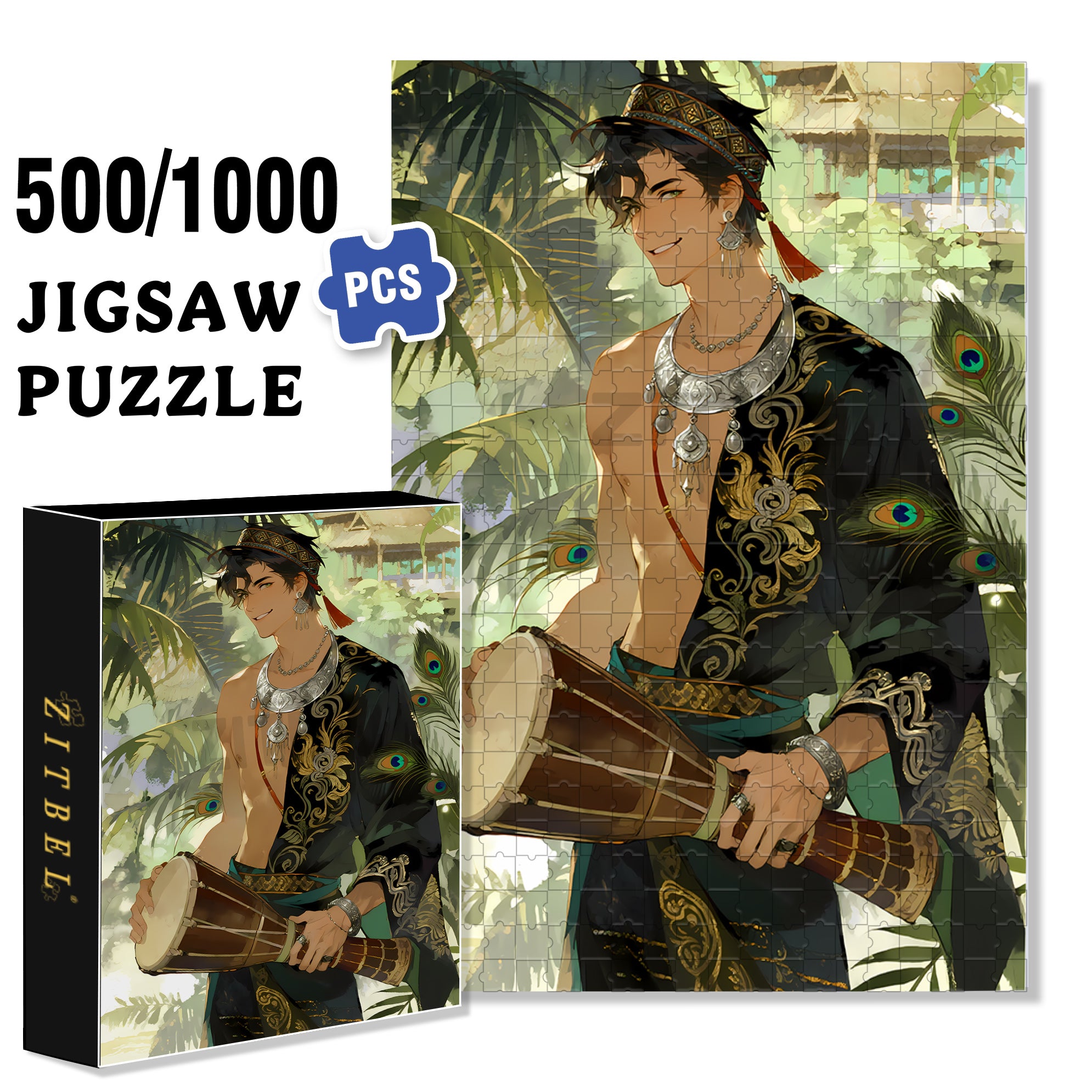 Burmese Man 500pcs/1000pcs Jigsaw Puzzle, Scratch-Resistant, Interactive Family Game & Brain-Boosting DIY Decor, Perfect for Halloween, Christmas & New Year Gifts, Family Puzzle Game