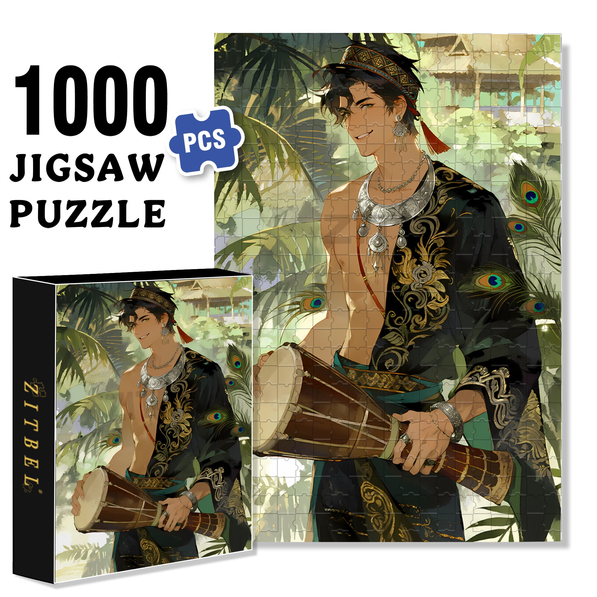Burmese Man 500pcs/1000pcs Jigsaw Puzzle, Scratch-Resistant, Interactive Family Game & Brain-Boosting DIY Decor, Perfect for Halloween, Christmas & New Year Gifts, Family Puzzle Game
