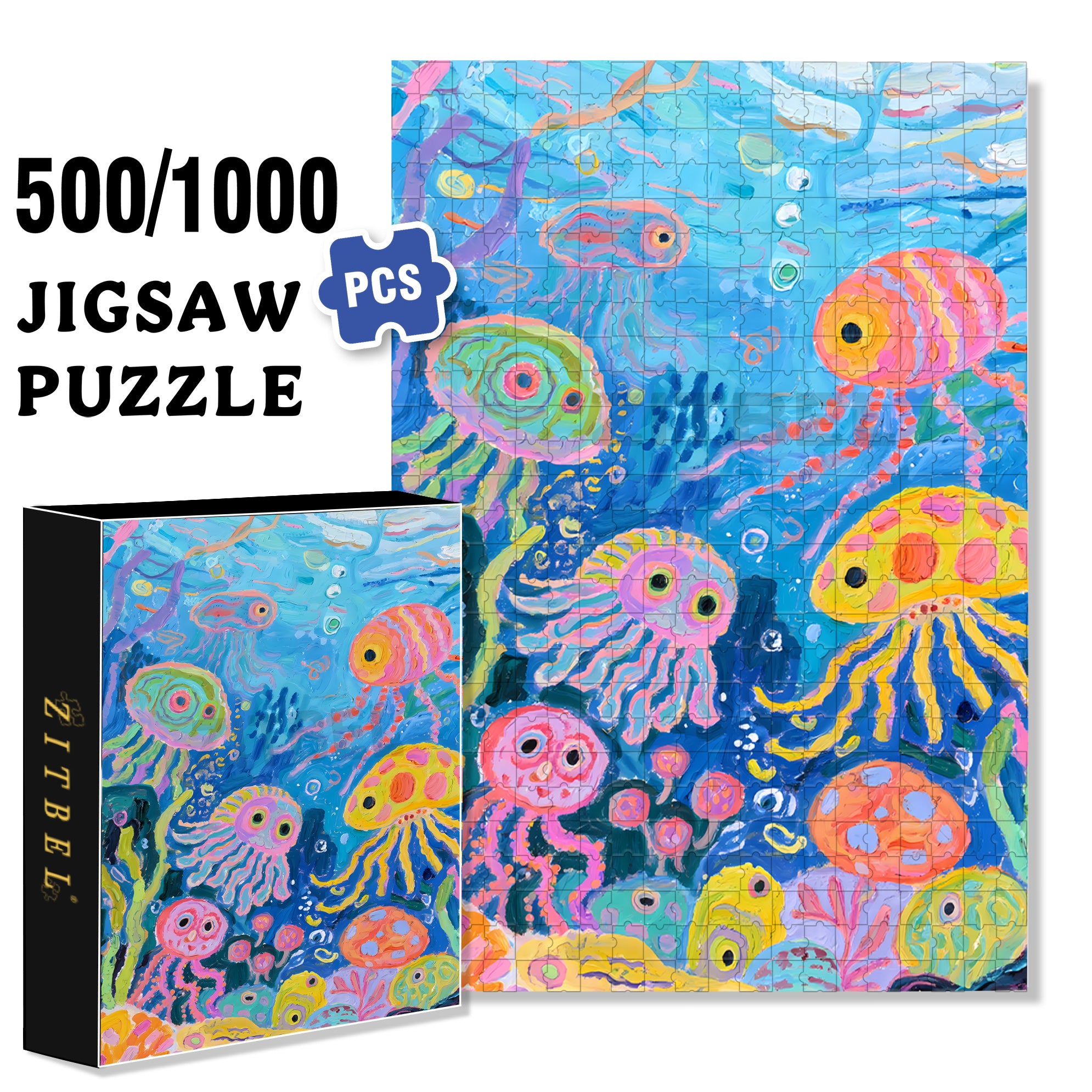 Children's Drawings 500pcs/1000pcs Jigsaw Puzzle, Scratch-Resistant, Interactive Family Game & Brain-Boosting DIY Decor, Perfect for Halloween, Christmas & New Year Gifts, Family Puzzle Game