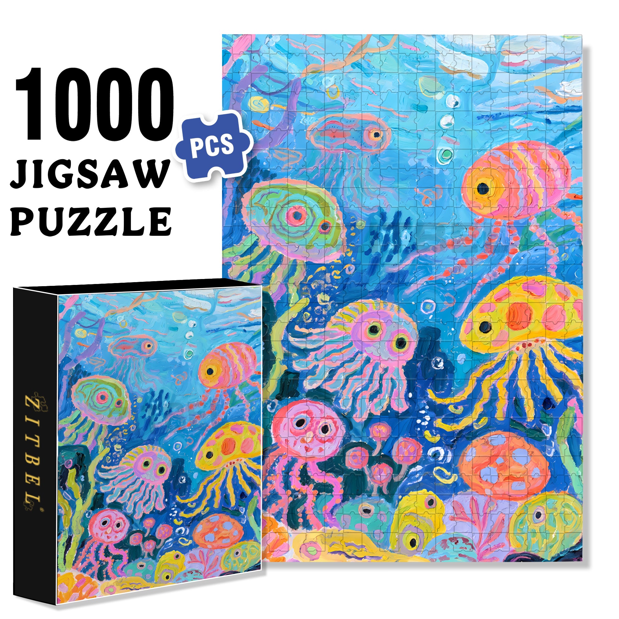Children's Drawings 500pcs/1000pcs Jigsaw Puzzle, Scratch-Resistant, Interactive Family Game & Brain-Boosting DIY Decor, Perfect for Halloween, Christmas & New Year Gifts, Family Puzzle Game