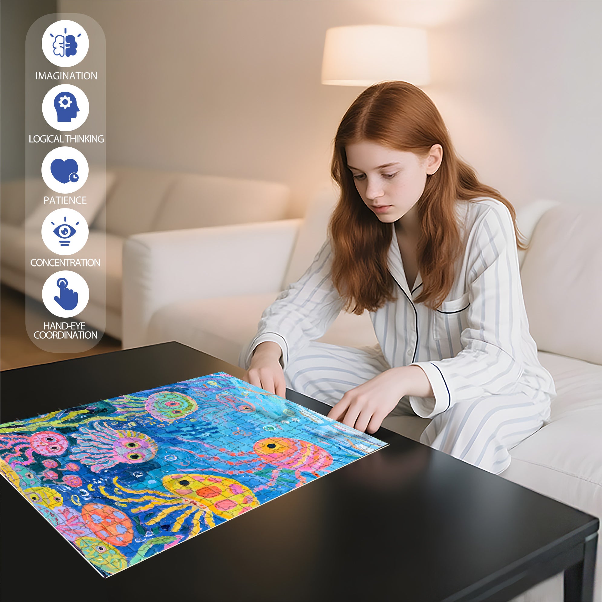 Children's Drawings 500pcs/1000pcs Jigsaw Puzzle, Scratch-Resistant, Interactive Family Game & Brain-Boosting DIY Decor, Perfect for Halloween, Christmas & New Year Gifts, Family Puzzle Game