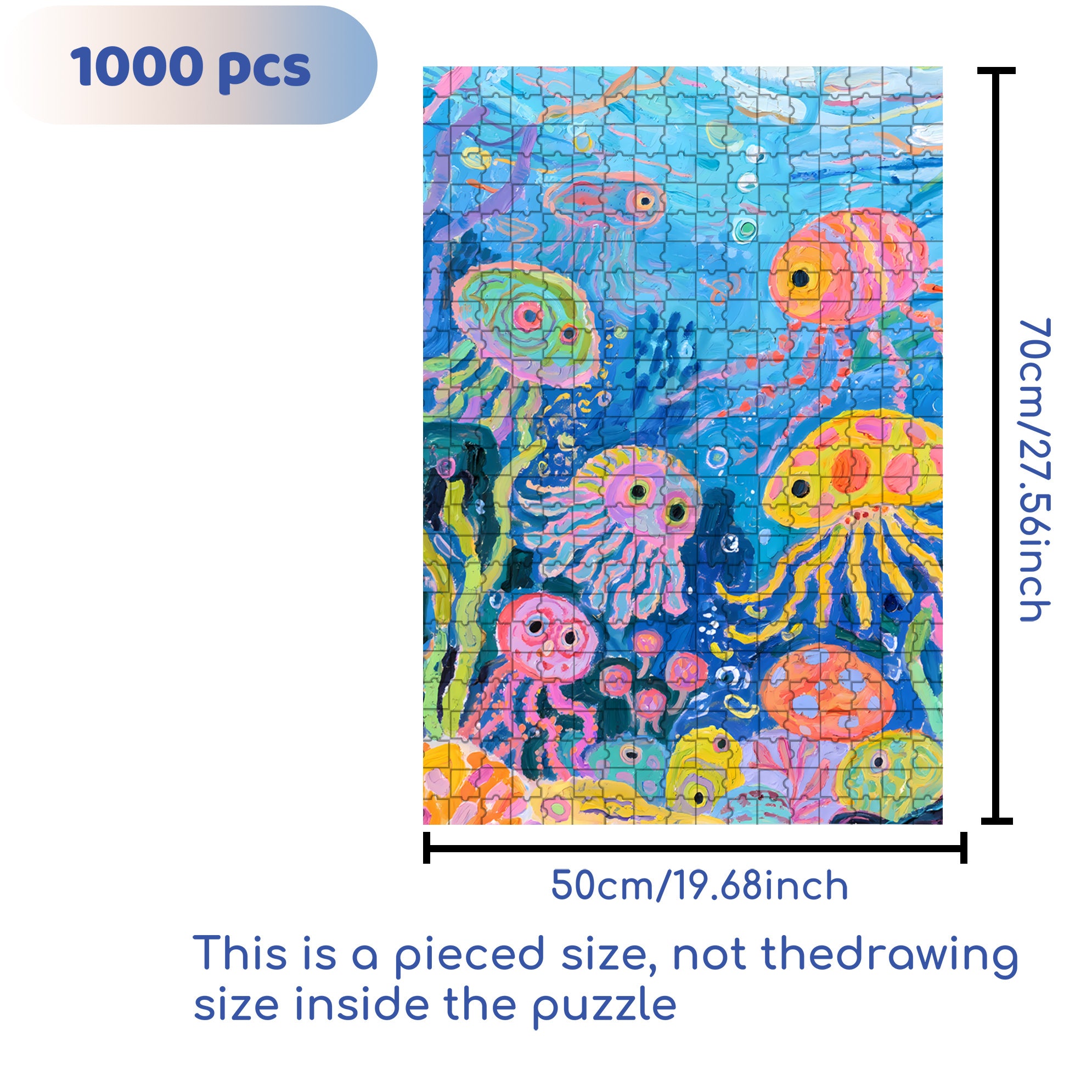 Children's Drawings 500pcs/1000pcs Jigsaw Puzzle, Scratch-Resistant, Interactive Family Game & Brain-Boosting DIY Decor, Perfect for Halloween, Christmas & New Year Gifts, Family Puzzle Game