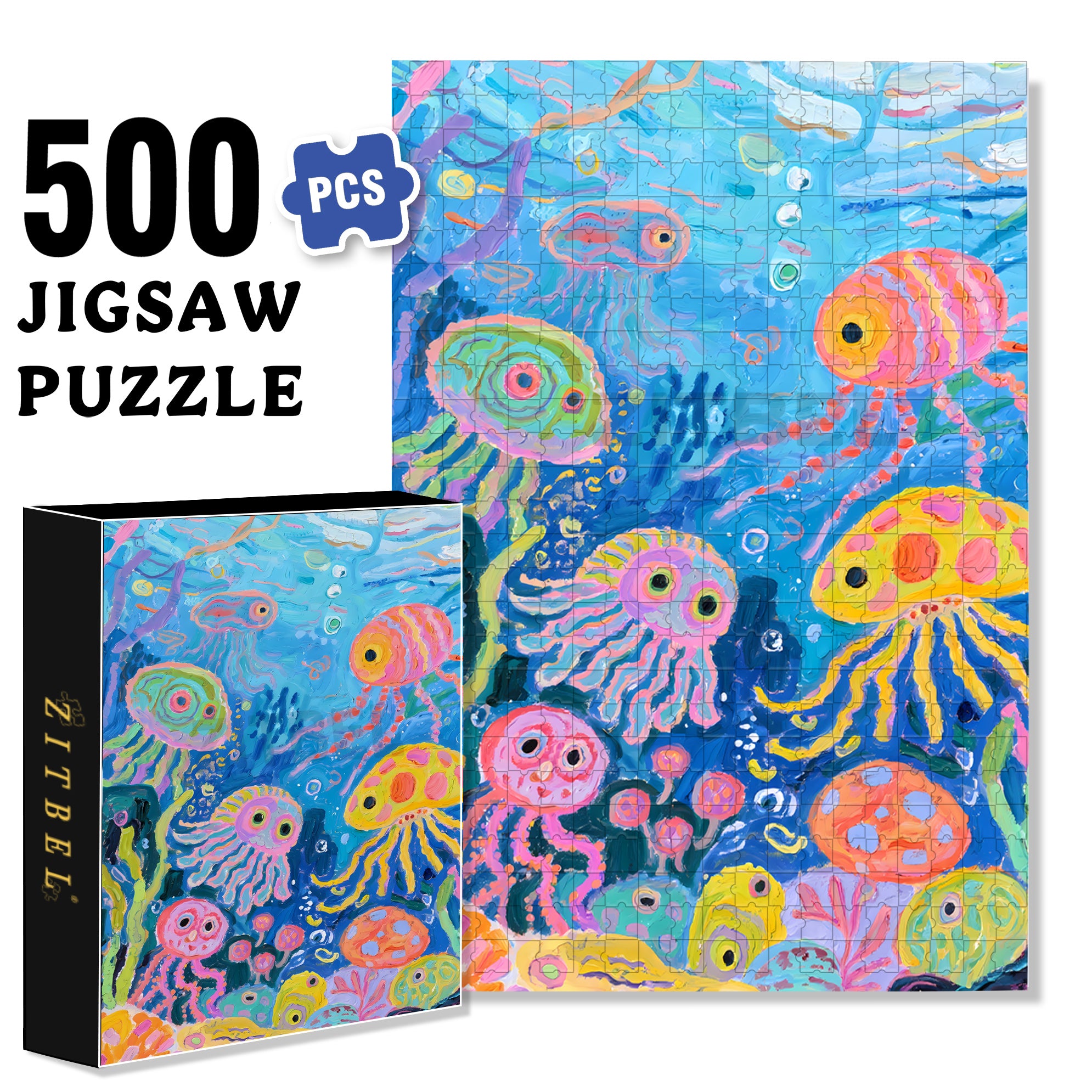 Children's Drawings 500pcs/1000pcs Jigsaw Puzzle, Scratch-Resistant, Interactive Family Game & Brain-Boosting DIY Decor, Perfect for Halloween, Christmas & New Year Gifts, Family Puzzle Game
