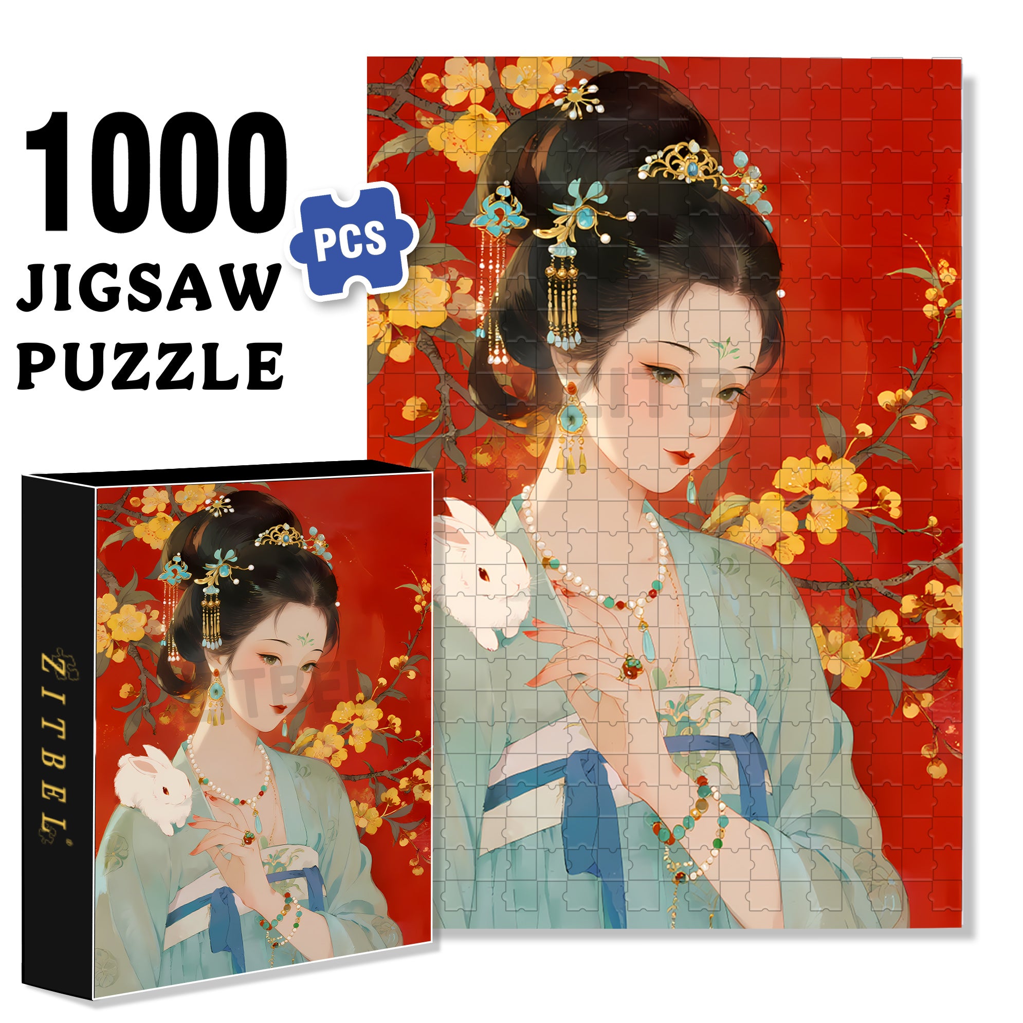 Chinese Moon Goddess 500pcs/1000pcs Jigsaw Puzzle, Scratch-Resistant, Interactive Family Game & Brain-Boosting DIY Decor, Perfect for Halloween, Christmas & New Year Gifts, Family Puzzle Game