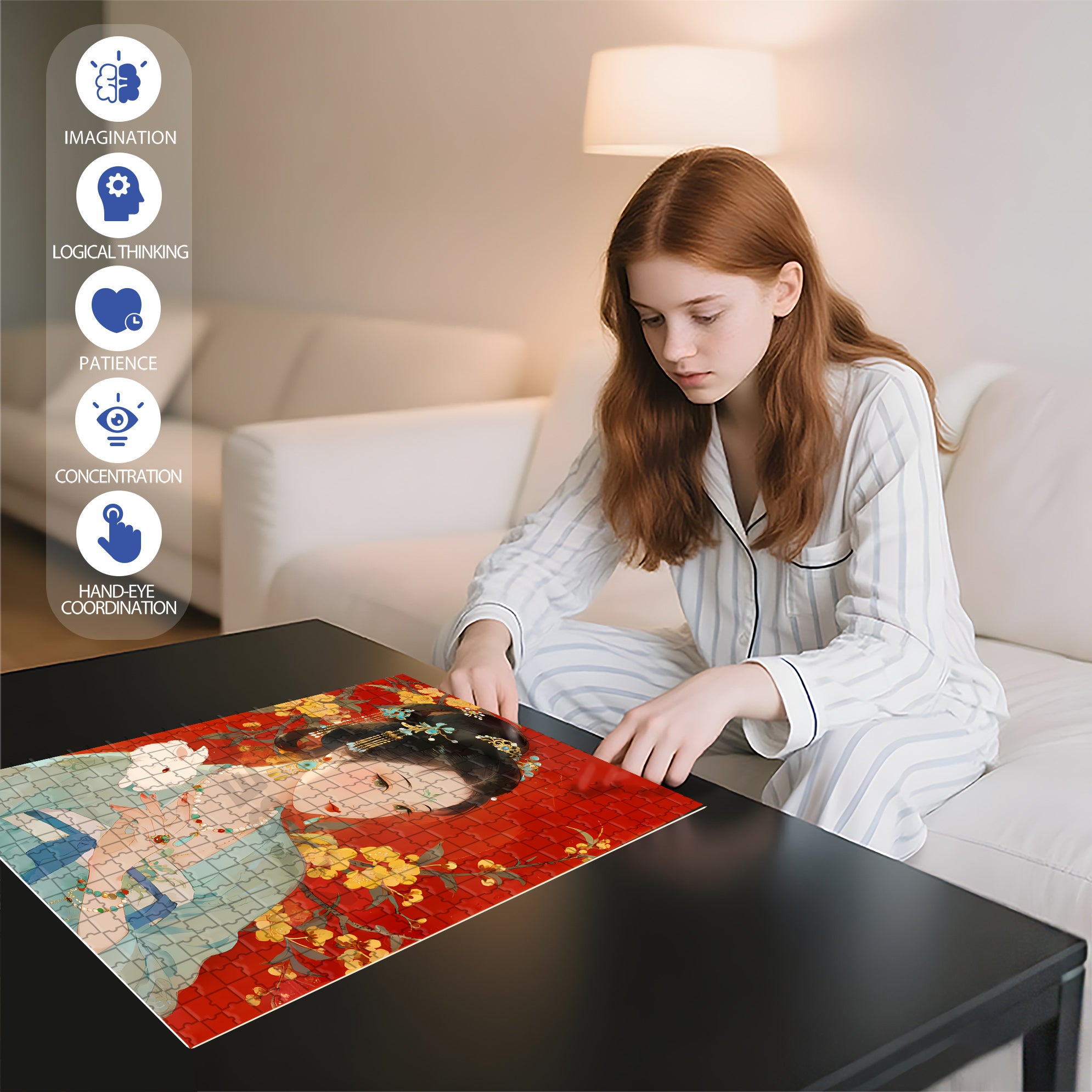 Chinese Moon Goddess 500pcs/1000pcs Jigsaw Puzzle, Scratch-Resistant, Interactive Family Game & Brain-Boosting DIY Decor, Perfect for Halloween, Christmas & New Year Gifts, Family Puzzle Game