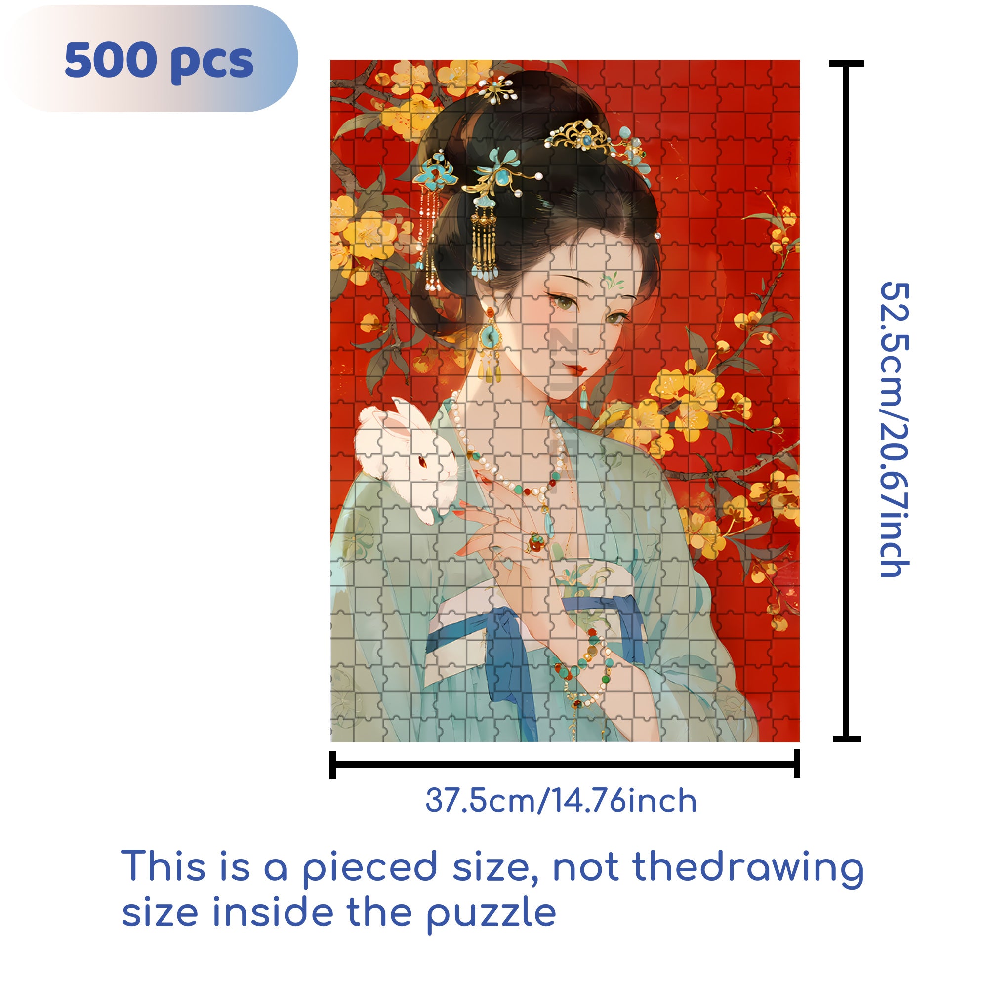 Chinese Moon Goddess 500pcs/1000pcs Jigsaw Puzzle, Scratch-Resistant, Interactive Family Game & Brain-Boosting DIY Decor, Perfect for Halloween, Christmas & New Year Gifts, Family Puzzle Game