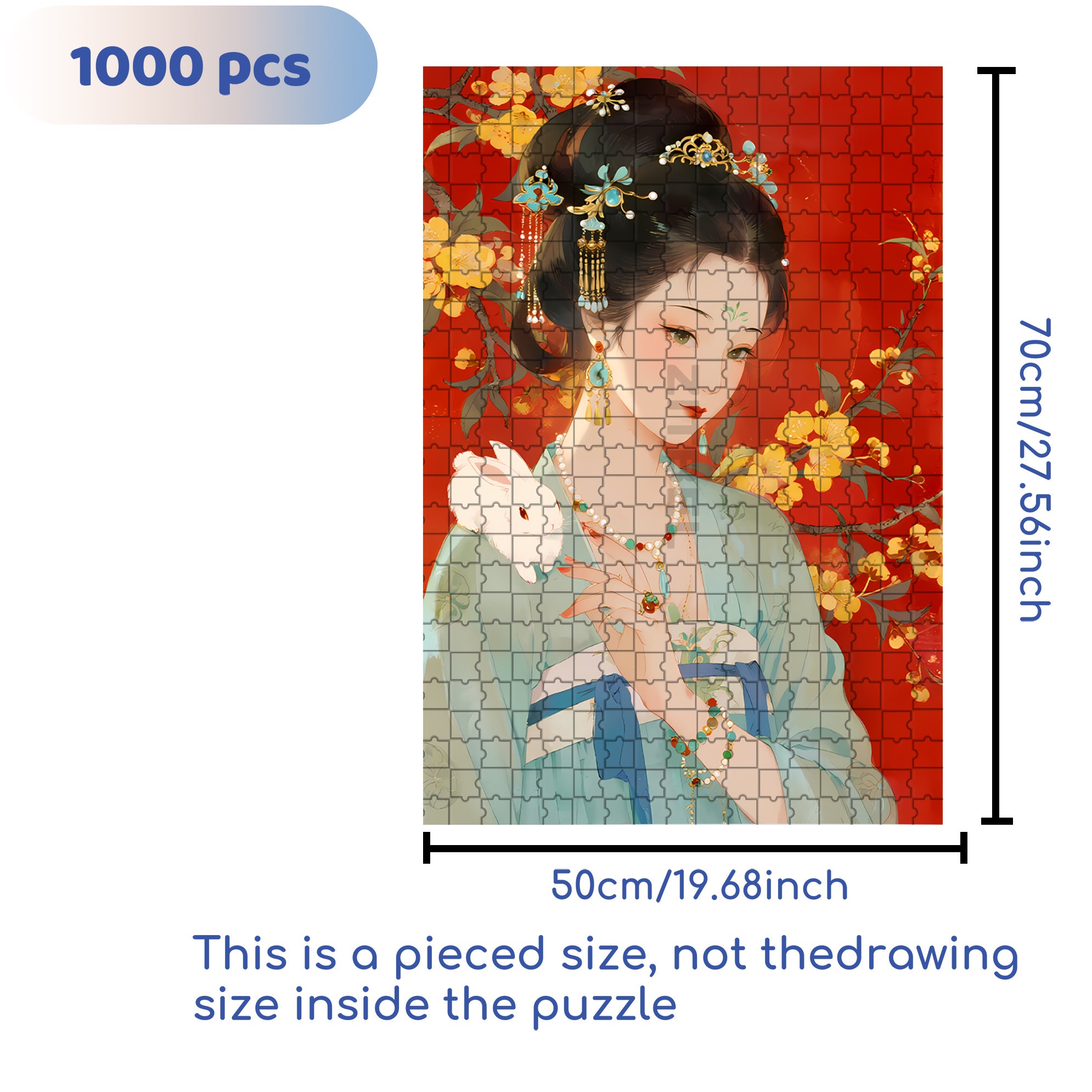 Chinese Moon Goddess 500pcs/1000pcs Jigsaw Puzzle, Scratch-Resistant, Interactive Family Game & Brain-Boosting DIY Decor, Perfect for Halloween, Christmas & New Year Gifts, Family Puzzle Game