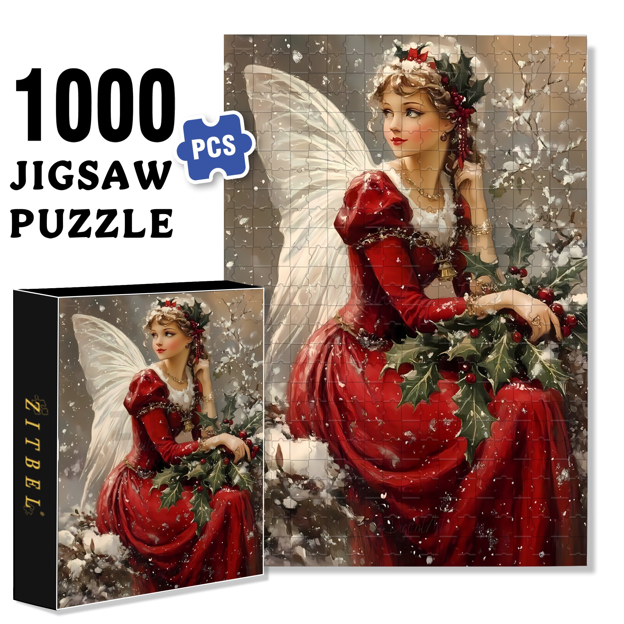 Christmas Fairy 500pcs/1000pcs Jigsaw Puzzle, Scratch-Resistant, Interactive Family Game & Brain-Boosting DIY Decor, Perfect for Halloween, Christmas & New Year Gifts, Family Puzzle Game