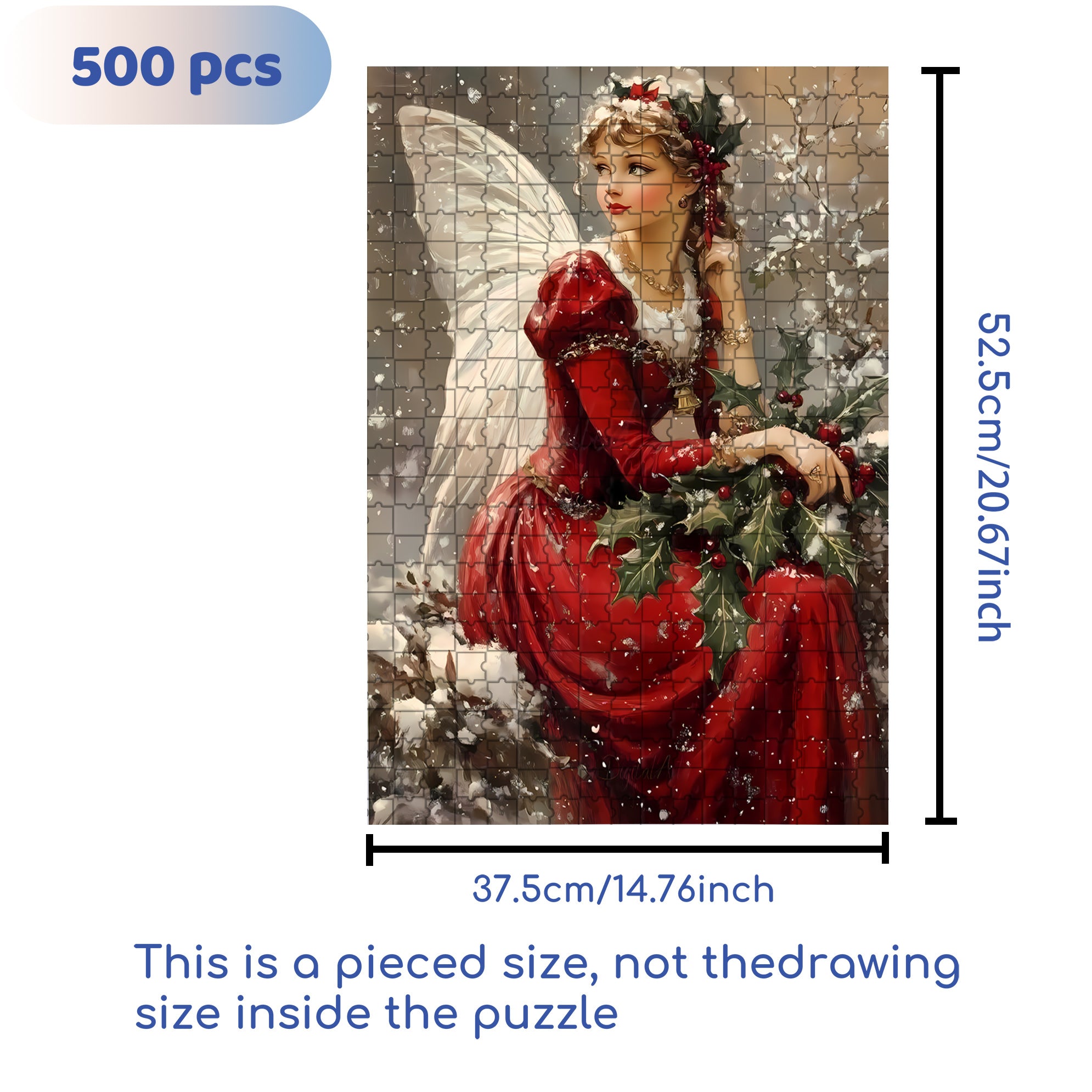Christmas Fairy 500pcs/1000pcs Jigsaw Puzzle, Scratch-Resistant, Interactive Family Game & Brain-Boosting DIY Decor, Perfect for Halloween, Christmas & New Year Gifts, Family Puzzle Game