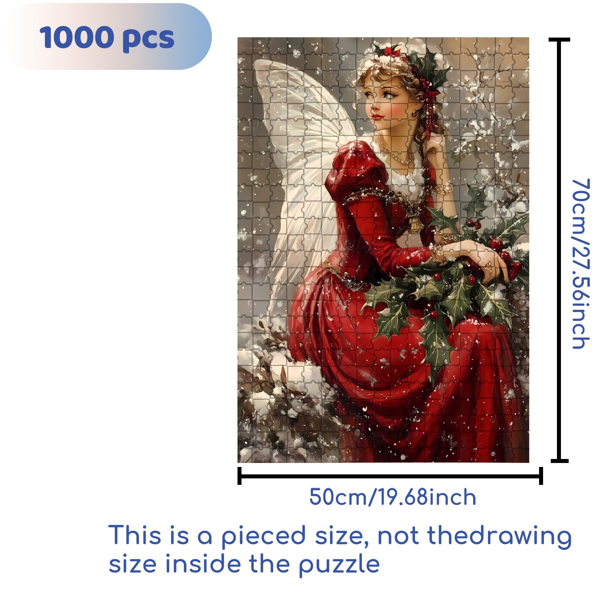 Christmas Fairy 500pcs/1000pcs Jigsaw Puzzle, Scratch-Resistant, Interactive Family Game & Brain-Boosting DIY Decor, Perfect for Halloween, Christmas & New Year Gifts, Family Puzzle Game