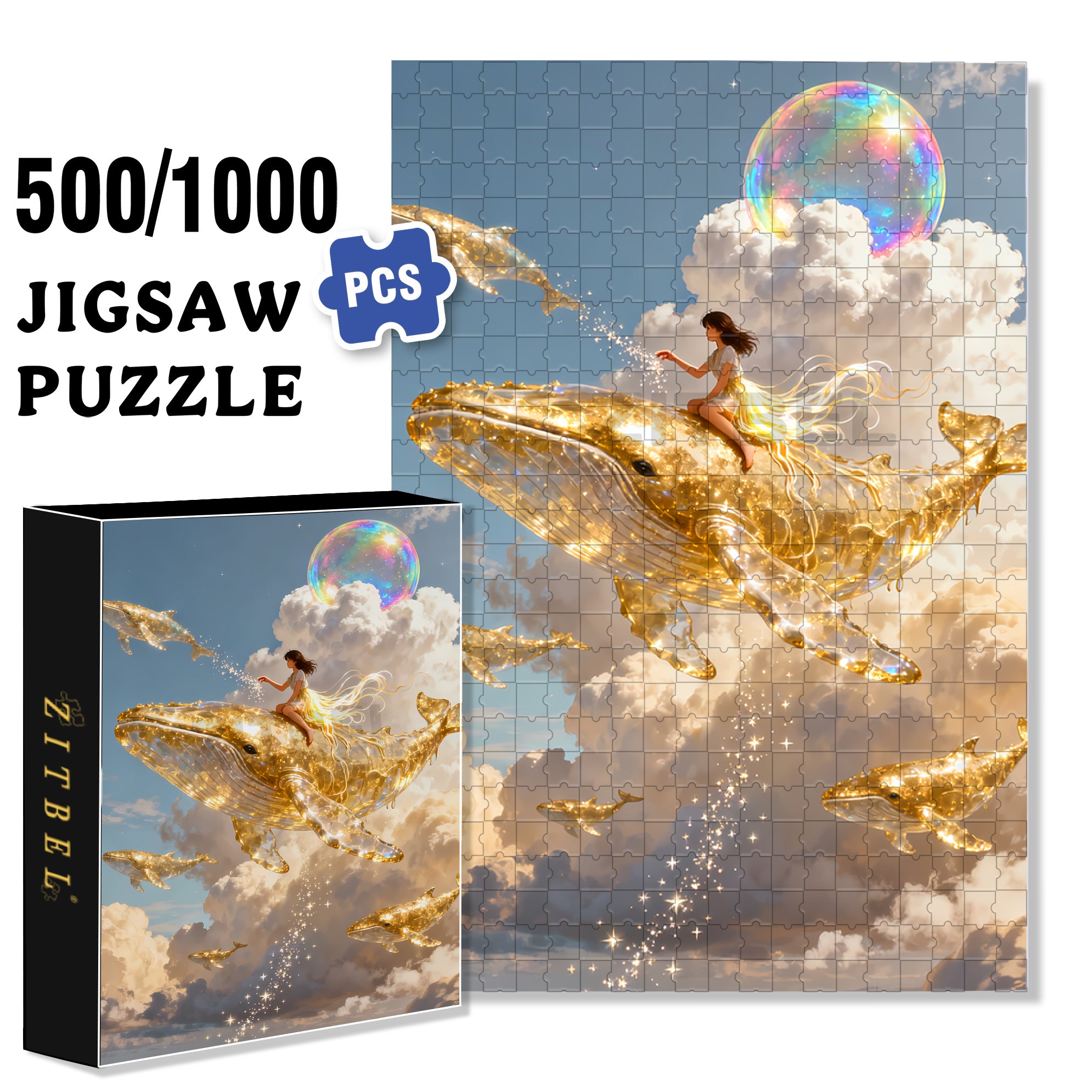 Cloud Sea Cruise 500pcs/1000pcs Jigsaw Puzzle, Scratch-Resistant, Interactive Family Game & Brain-Boosting DIY Decor, Perfect for Halloween, Christmas & New Year Gifts, Family Puzzle Game