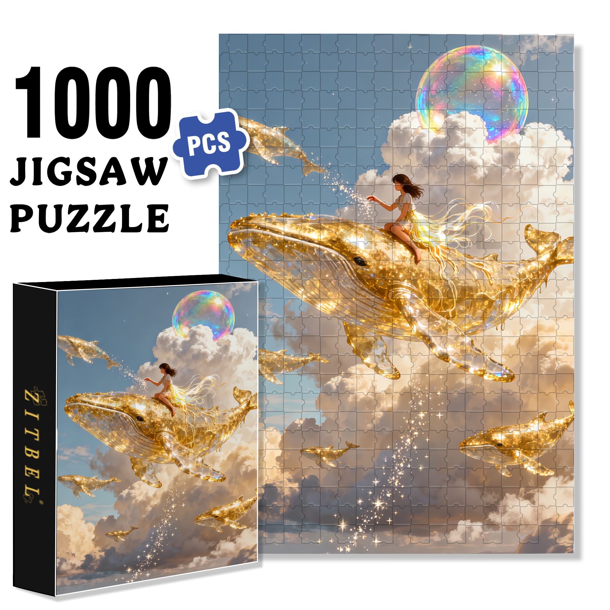 Cloud Sea Cruise 500pcs/1000pcs Jigsaw Puzzle, Scratch-Resistant, Interactive Family Game & Brain-Boosting DIY Decor, Perfect for Halloween, Christmas & New Year Gifts, Family Puzzle Game