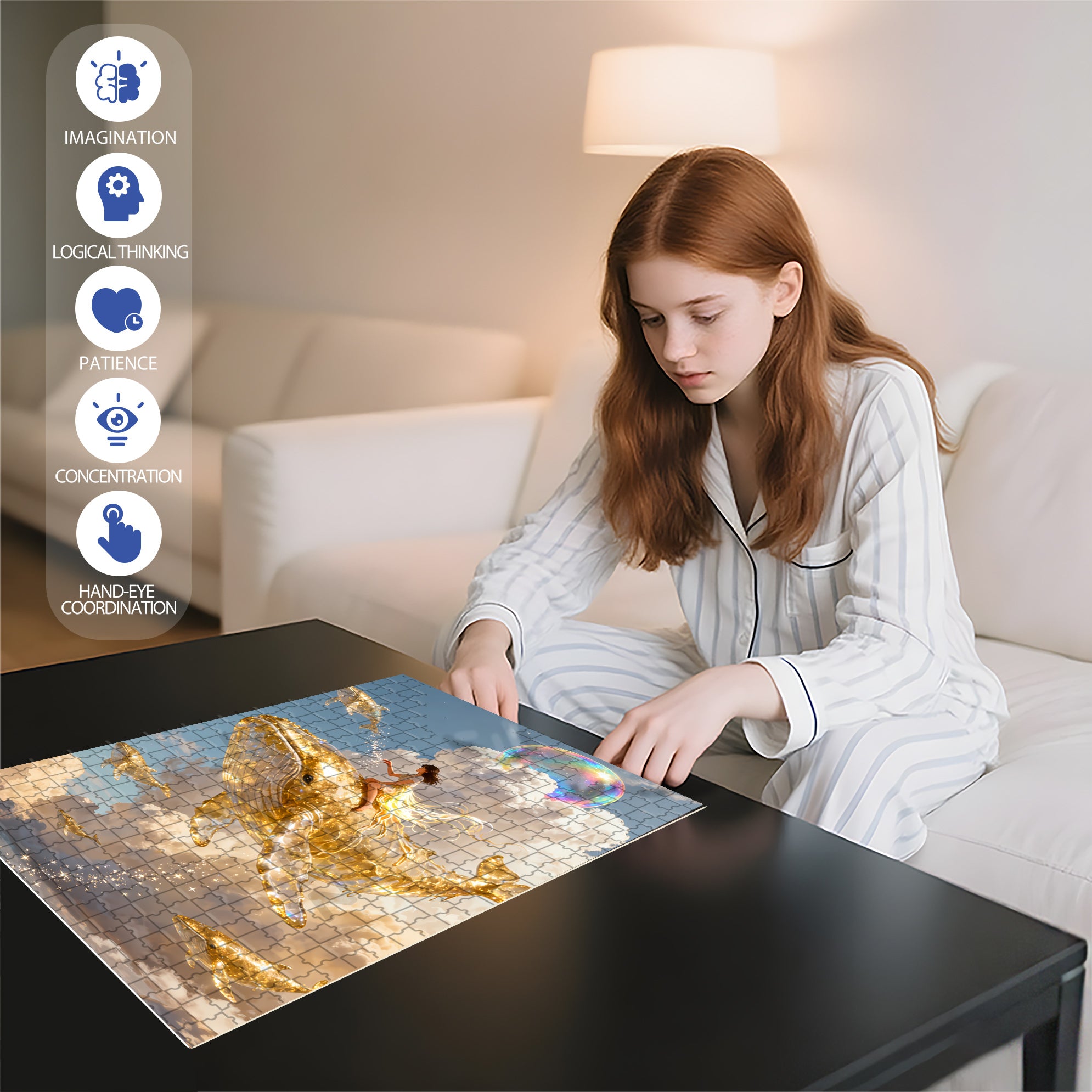 Cloud Sea Cruise 500pcs/1000pcs Jigsaw Puzzle, Scratch-Resistant, Interactive Family Game & Brain-Boosting DIY Decor, Perfect for Halloween, Christmas & New Year Gifts, Family Puzzle Game