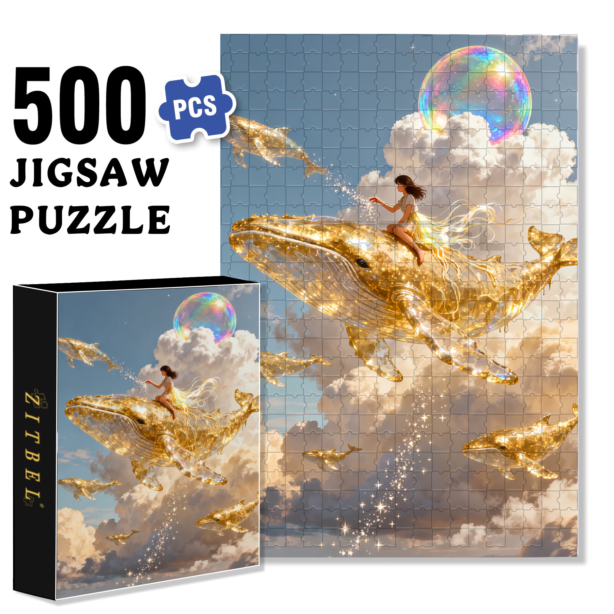 Cloud Sea Cruise 500pcs/1000pcs Jigsaw Puzzle, Scratch-Resistant, Interactive Family Game & Brain-Boosting DIY Decor, Perfect for Halloween, Christmas & New Year Gifts, Family Puzzle Game